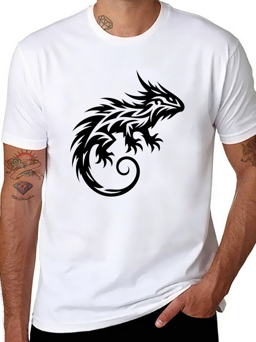 Tribal Lizard Black T-Shirt - Graphic Tee