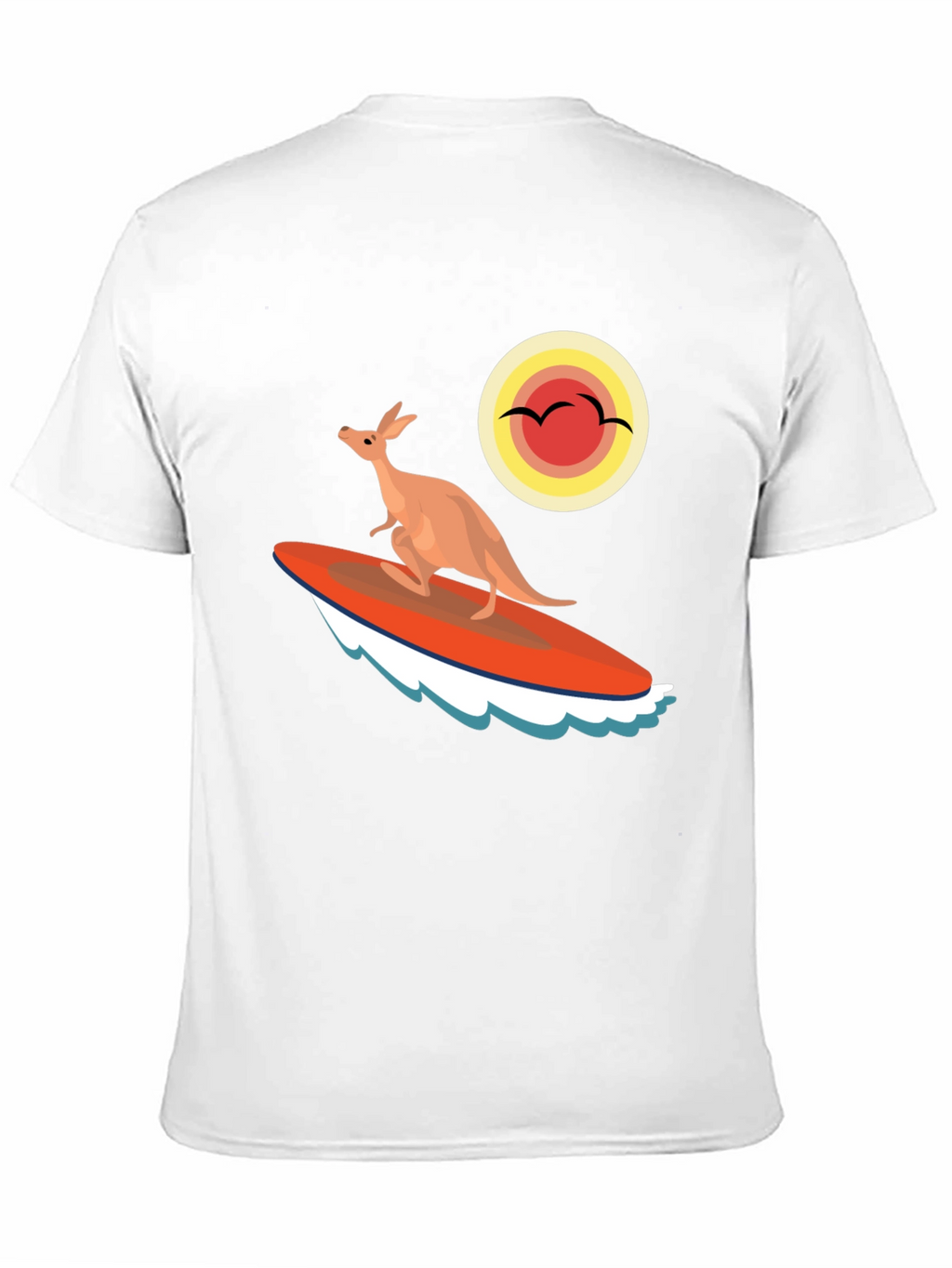 Surfing Kangaroo Graphic T-Shirt - Black
