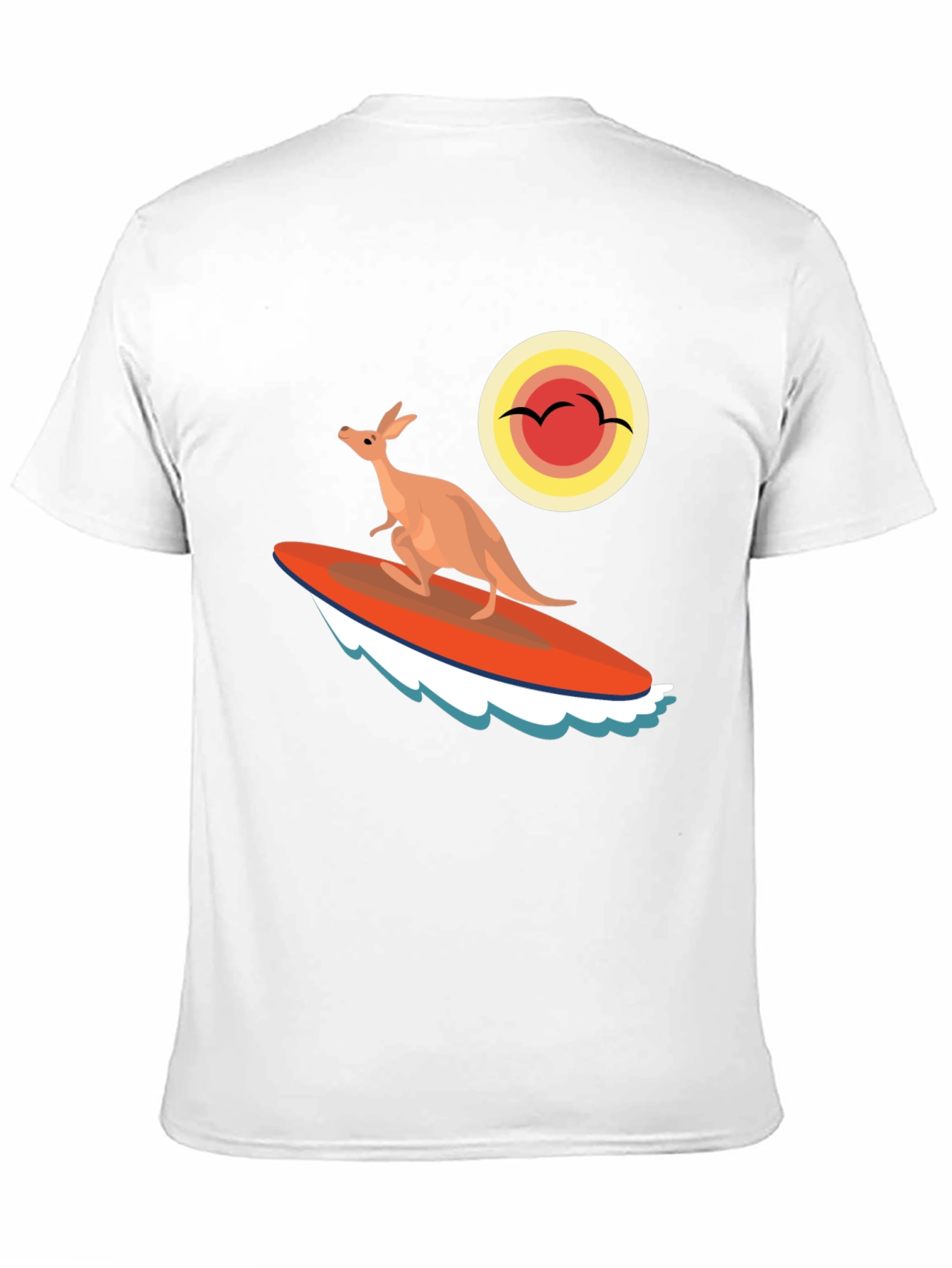 Surfing Kangaroo Graphic T-Shirt - Black