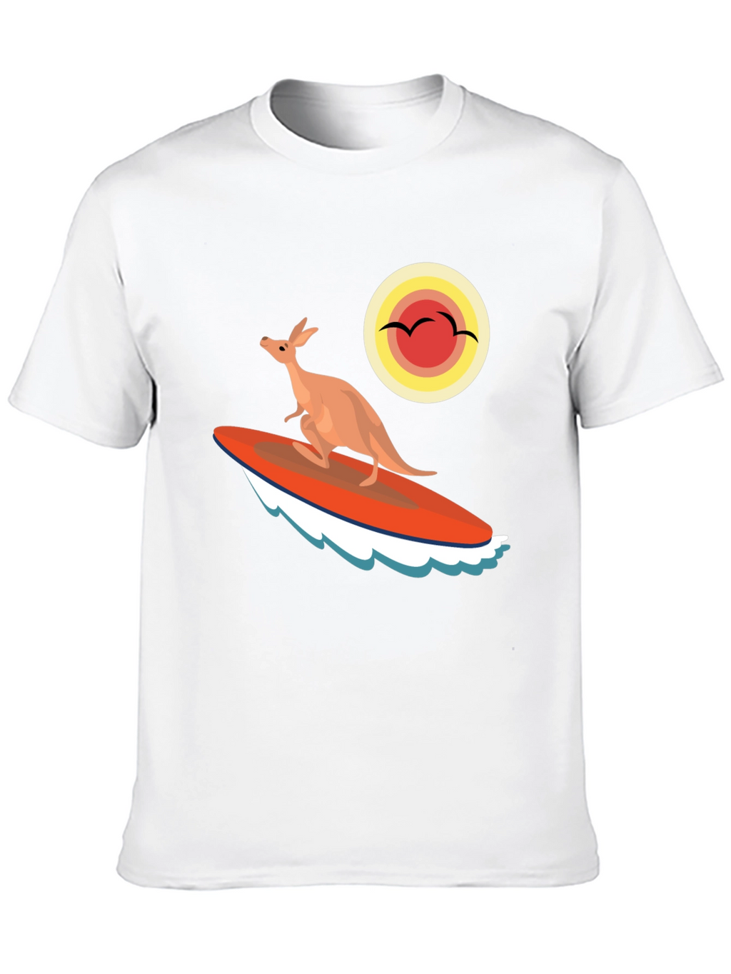 Surfing Kangaroo Graphic T-Shirt - Black