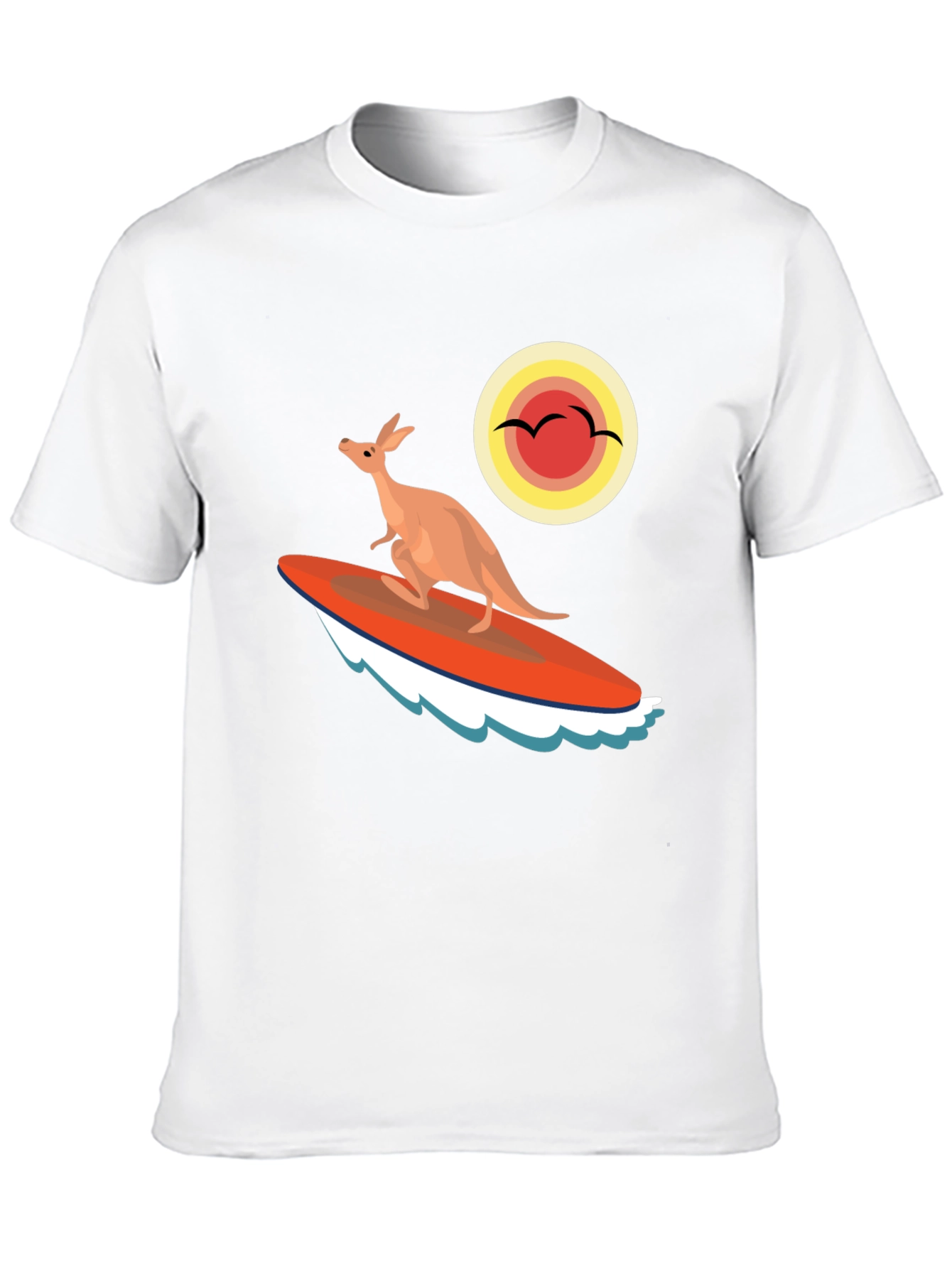 Surfing Kangaroo Graphic T-Shirt - Black