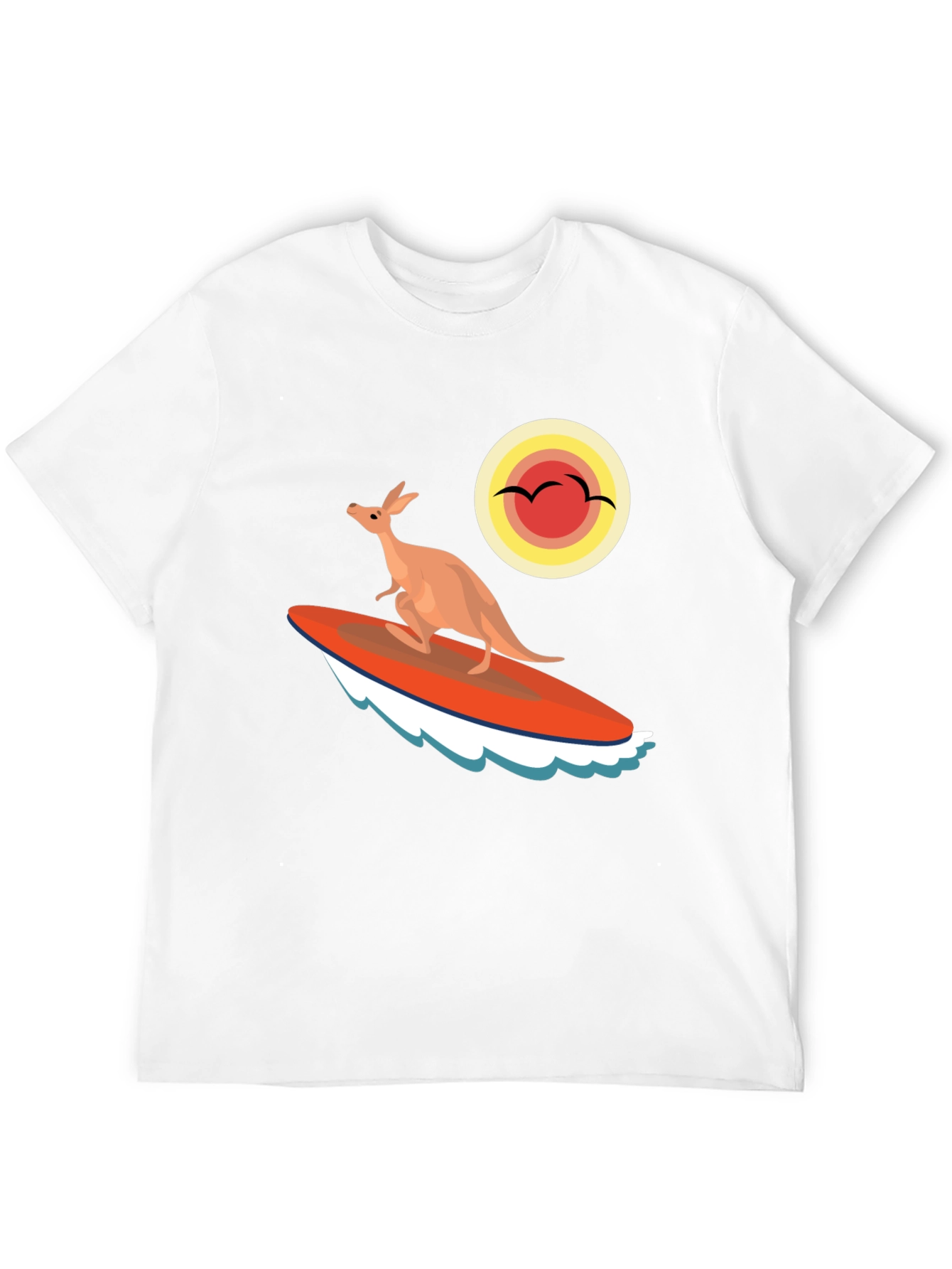 Surfing Kangaroo Graphic T-Shirt - Black