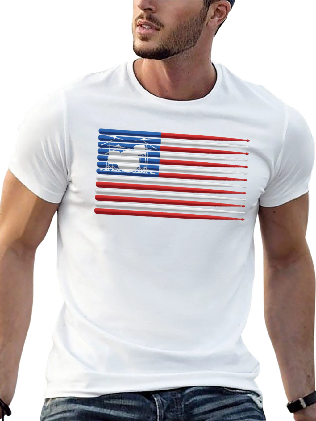 Drumsticks USA Flag Graphic T-Shirt