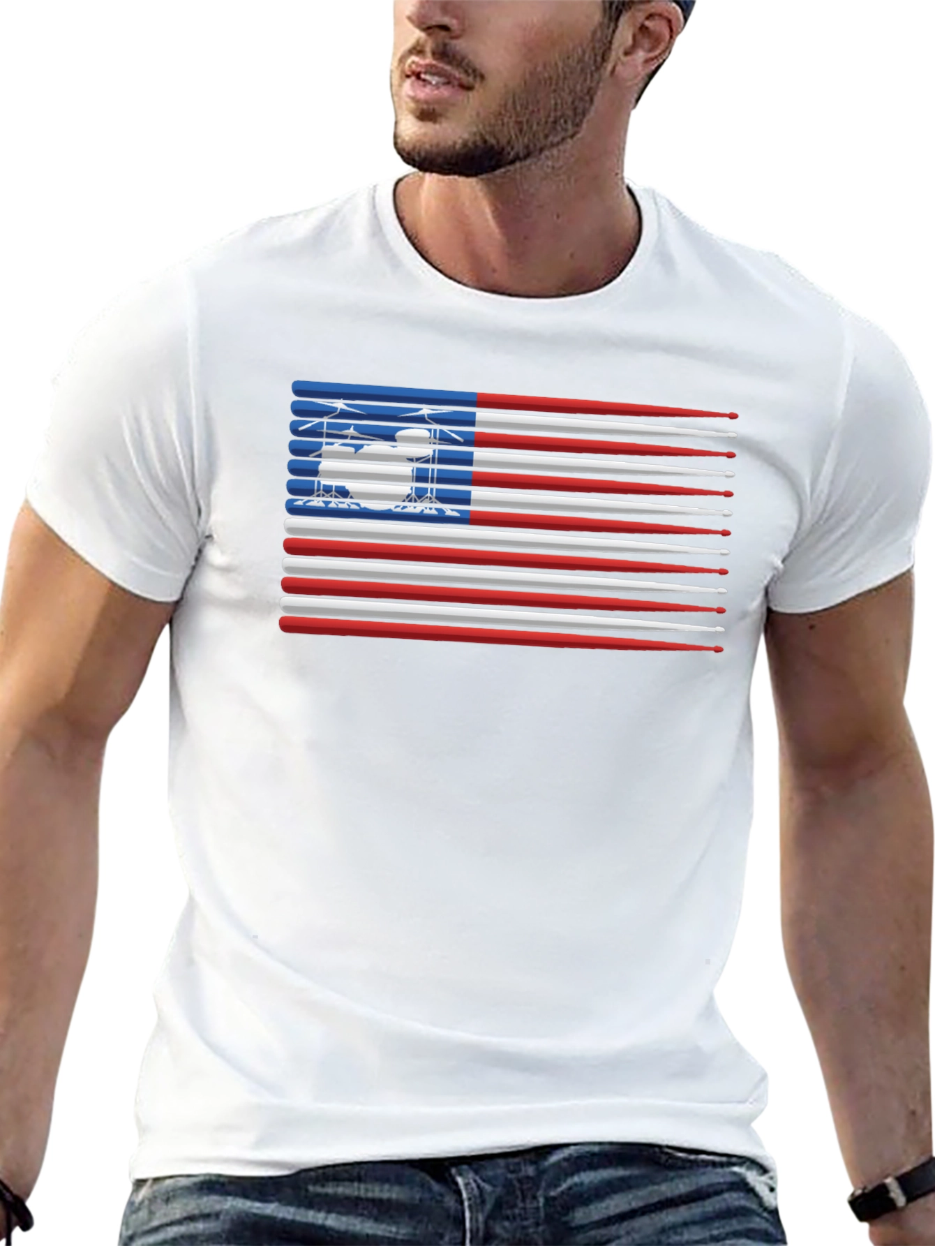 Drumsticks USA Flag Graphic T-Shirt