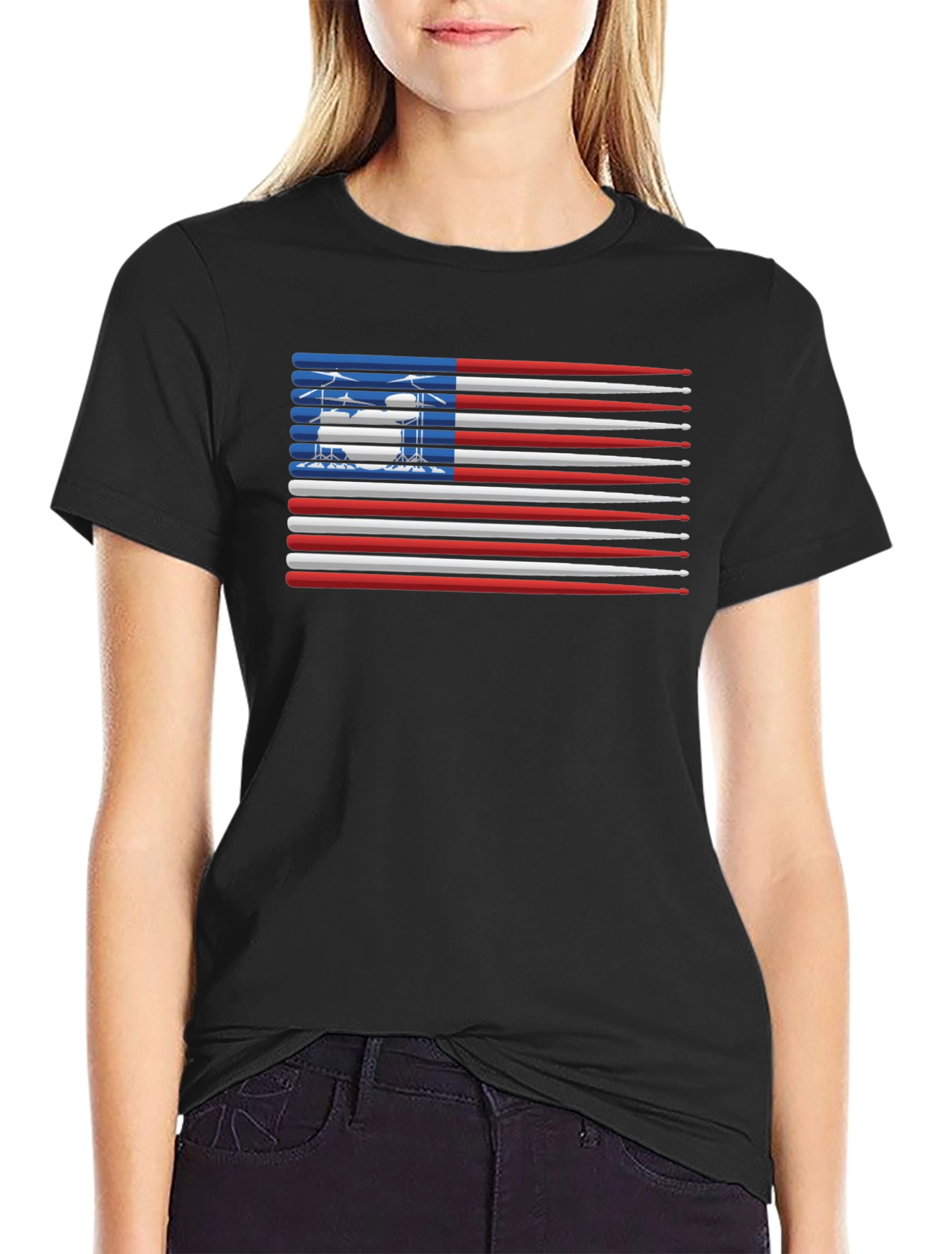 Drumsticks USA Flag Graphic T-Shirt