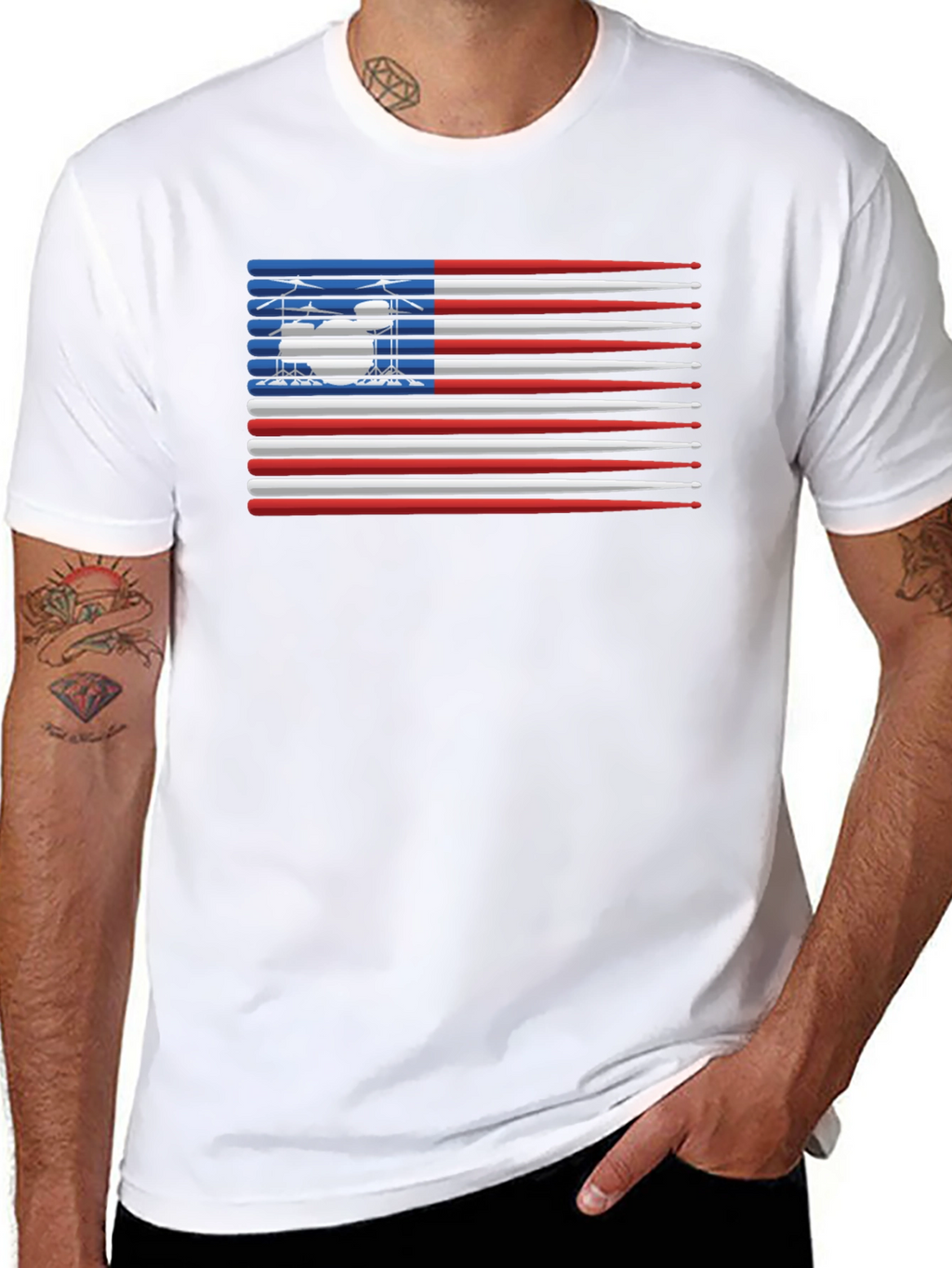 Drumsticks USA Flag Graphic T-Shirt