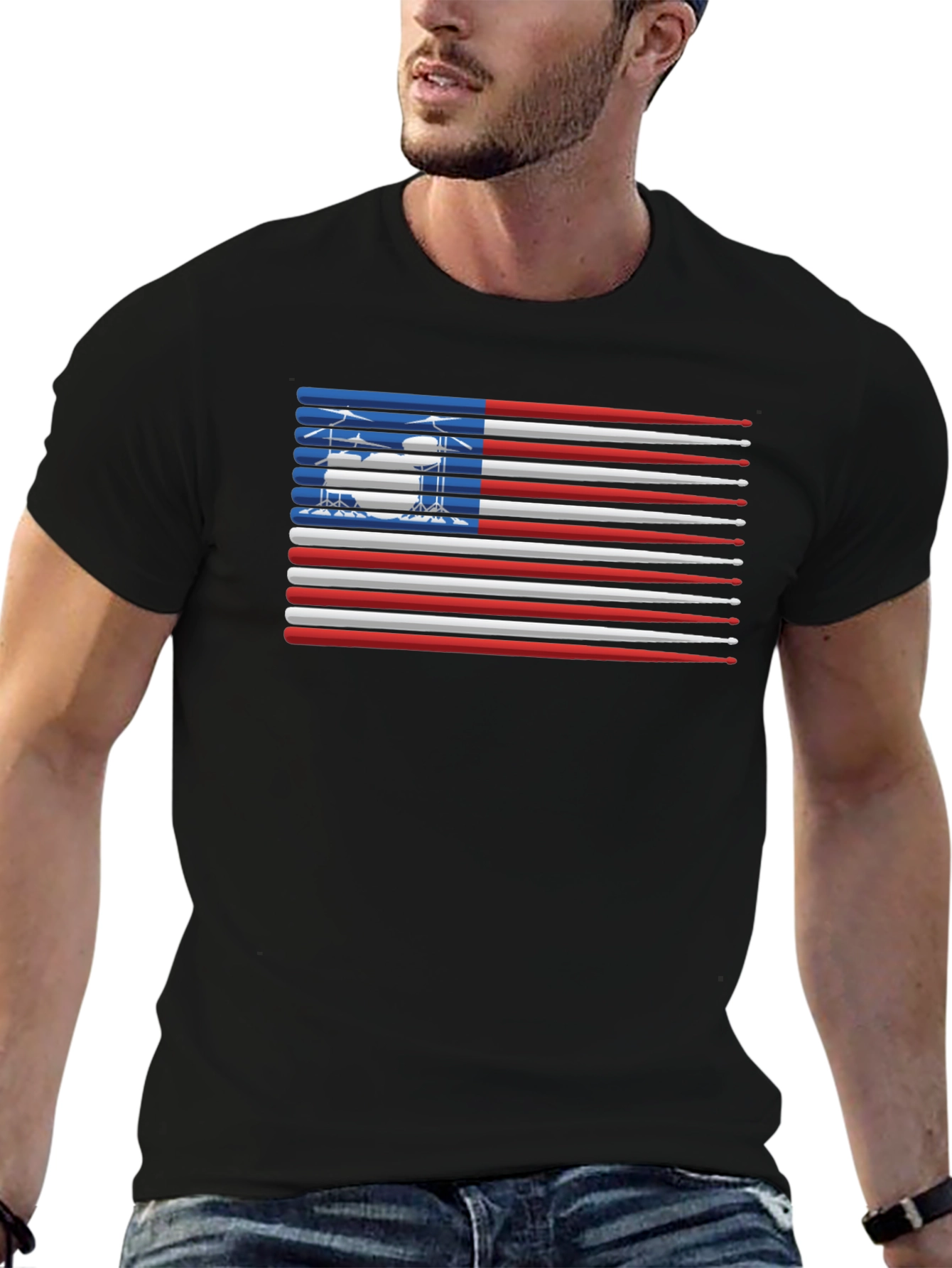 Drumsticks USA Flag Graphic T-Shirt