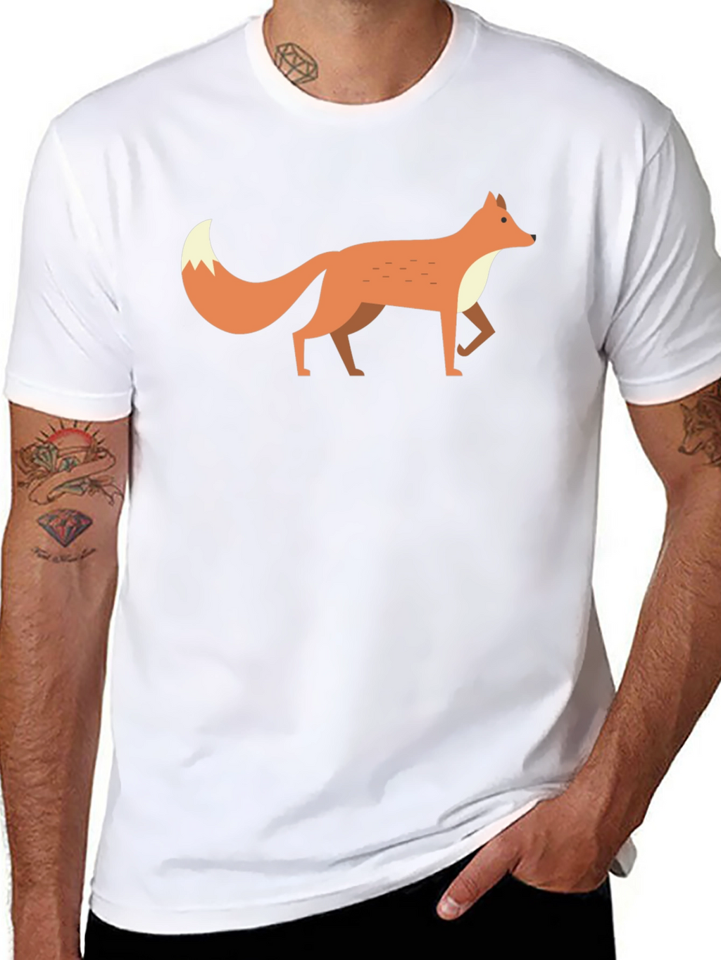 Fox Graphic Tee -  Mens Black Cotton T-Shirt