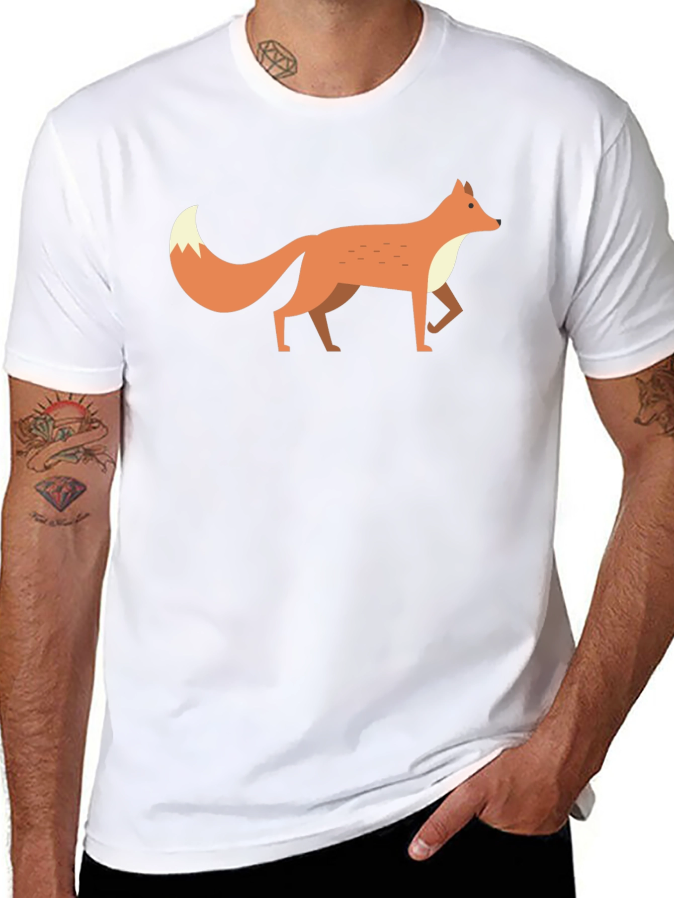 Fox Graphic Tee -  Mens Black Cotton T-Shirt