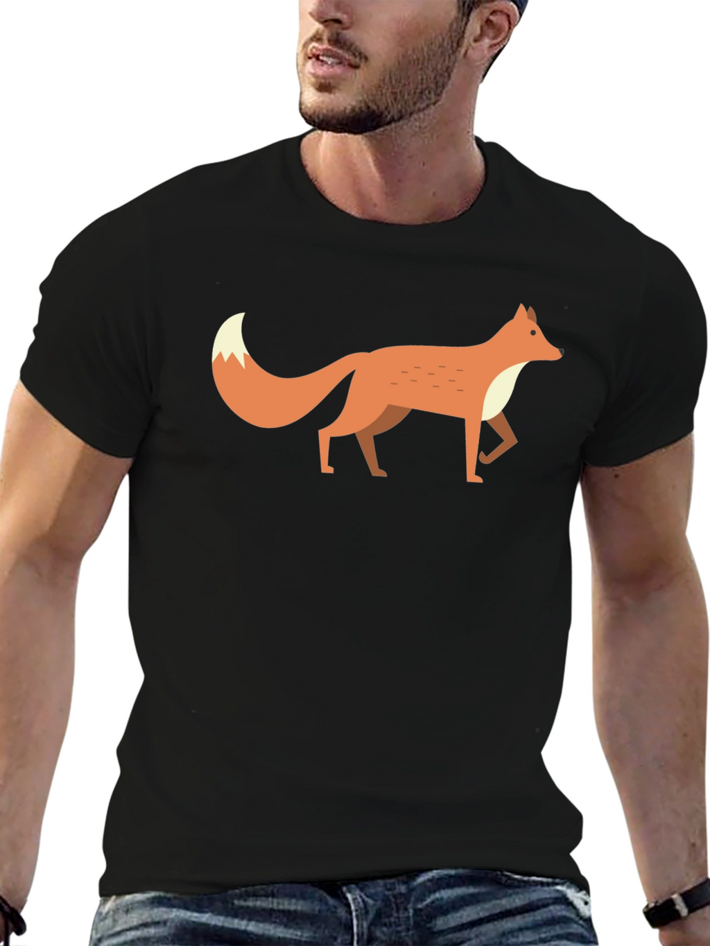 Fox Graphic Tee -  Mens Black Cotton T-Shirt