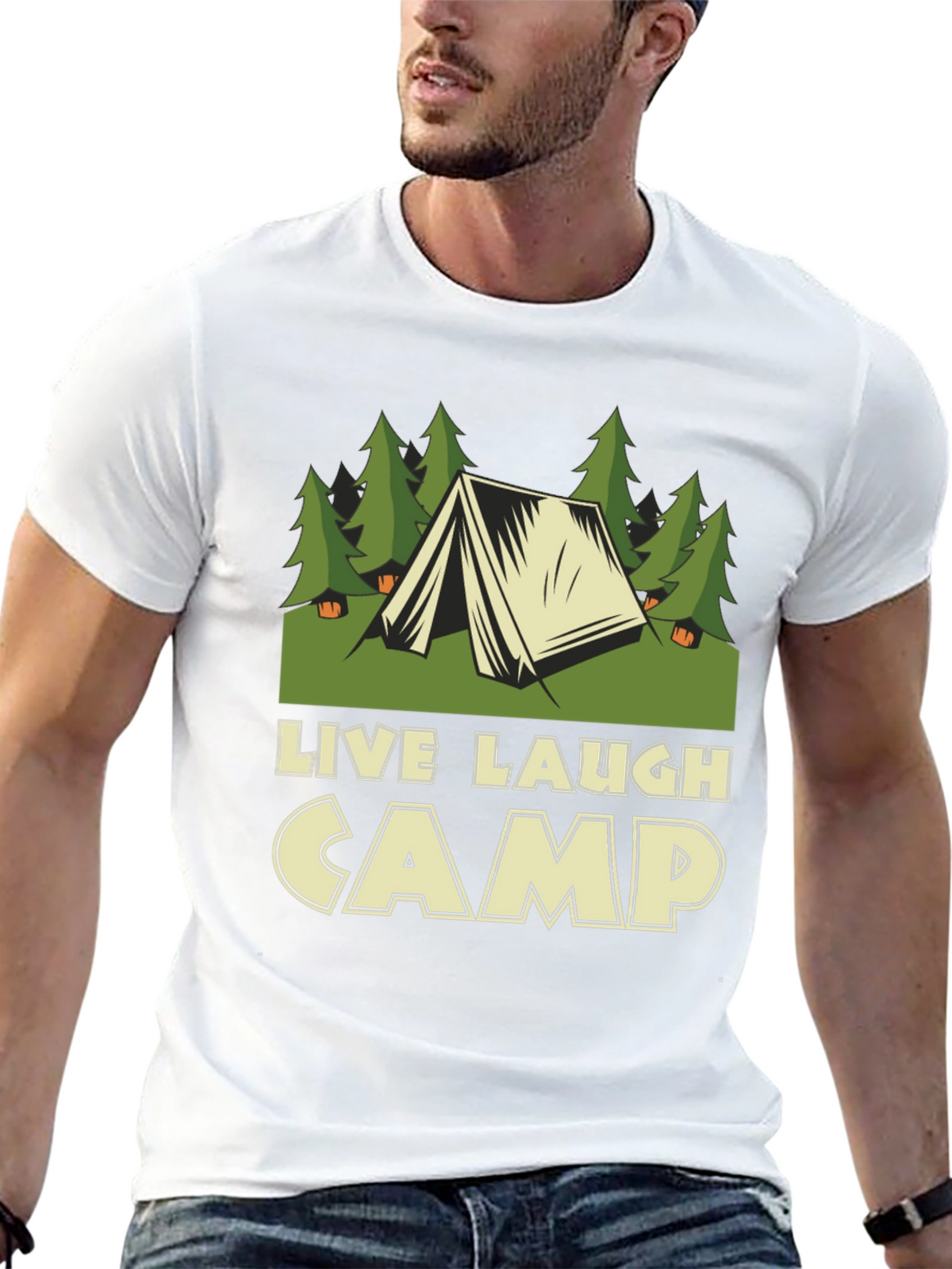 Live Laugh Camp Graphic Tee - Outdoor Adventure Shirt