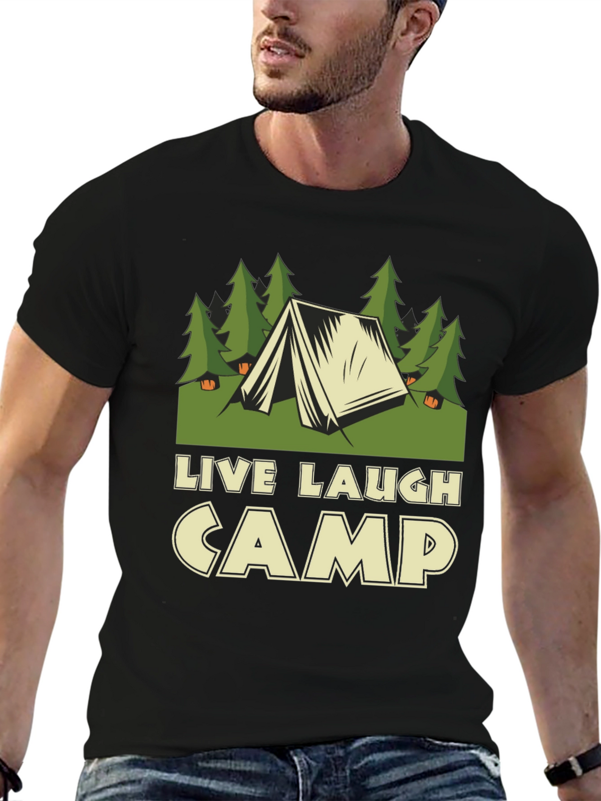 Live Laugh Camp Graphic Tee - Outdoor Adventure Shirt