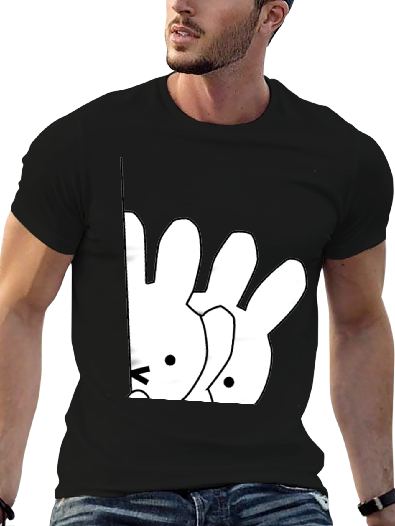 Cute Cartoon Bunny Graphic T-Shirt