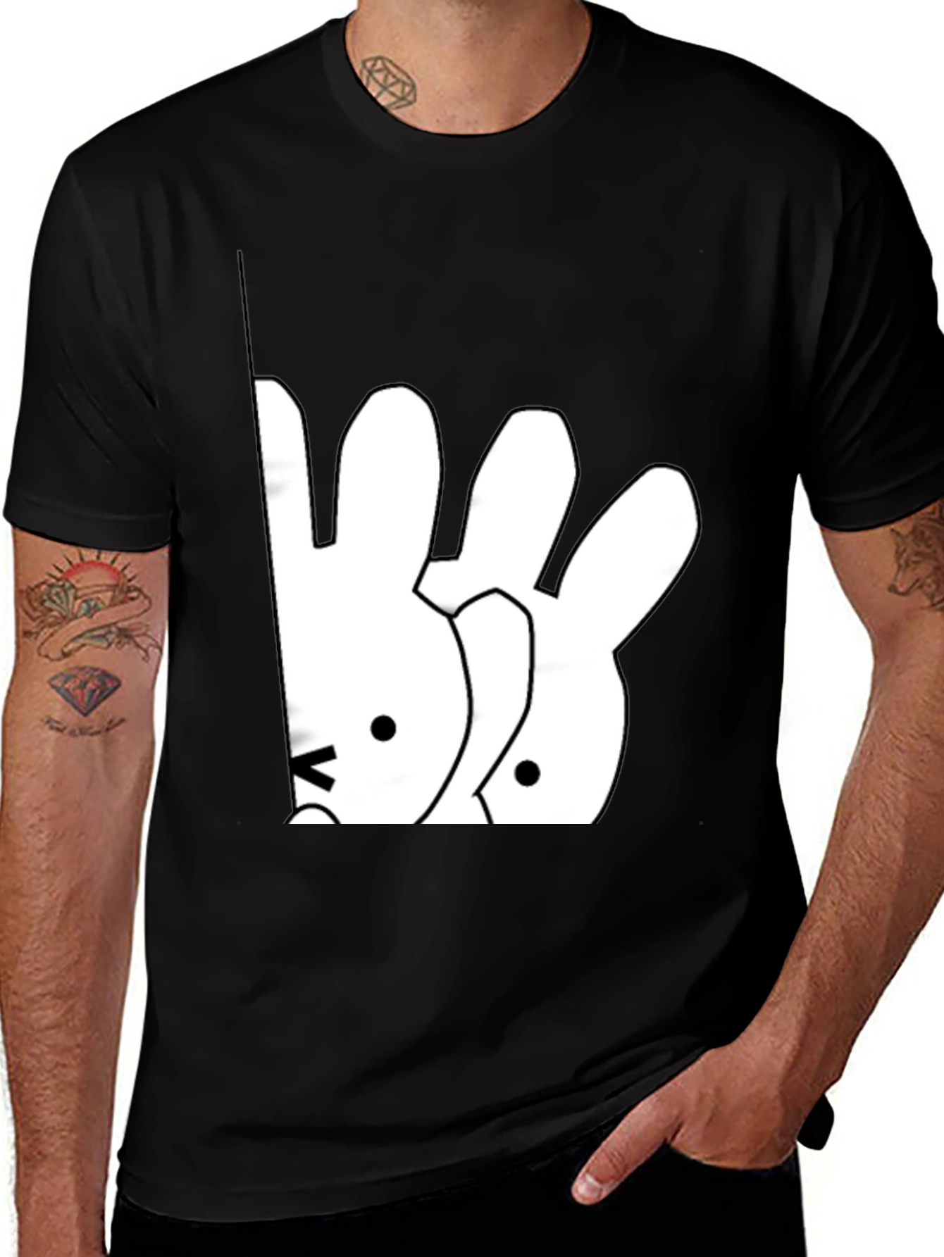Cute Cartoon Bunny Graphic T-Shirt
