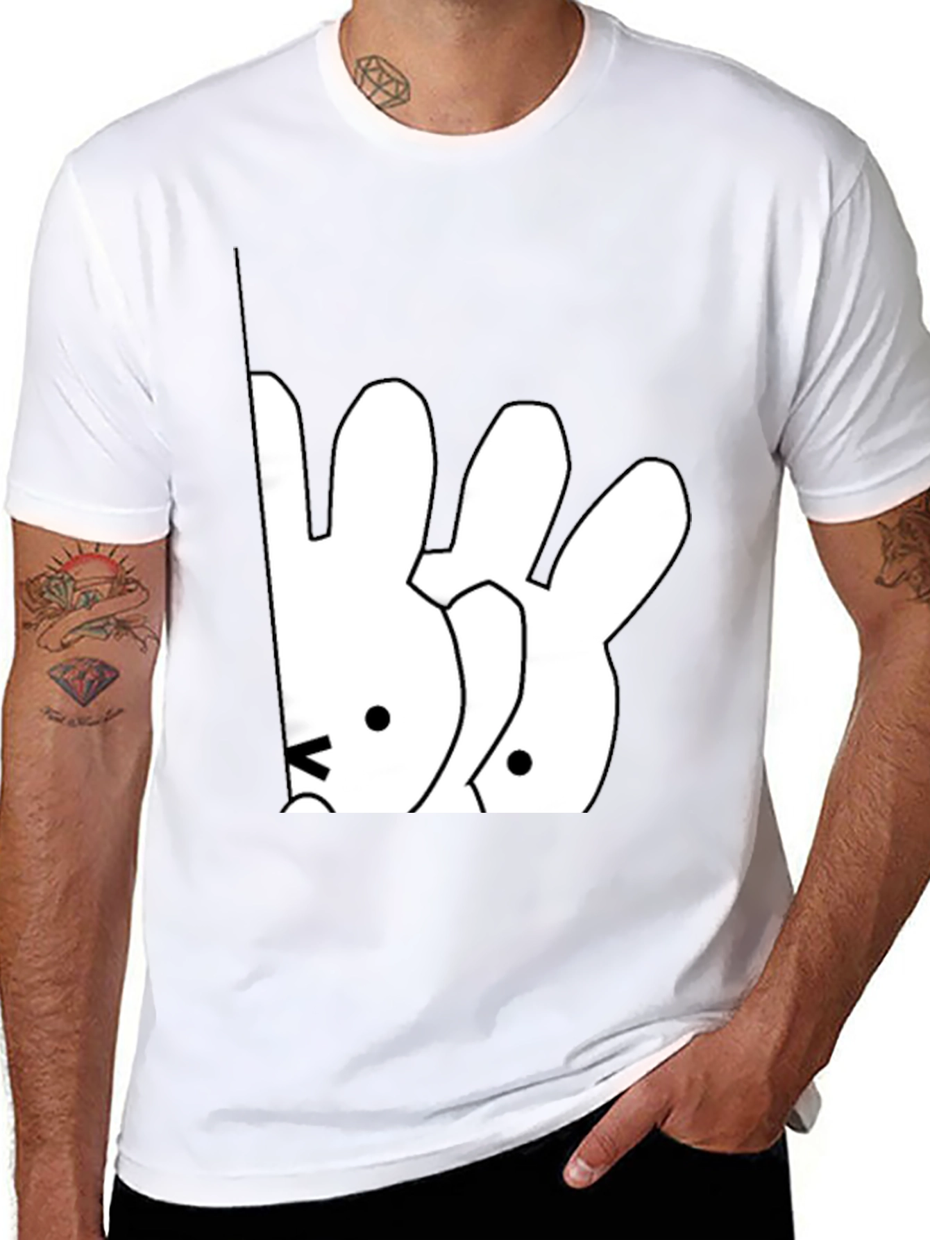 Cute Cartoon Bunny Graphic T-Shirt