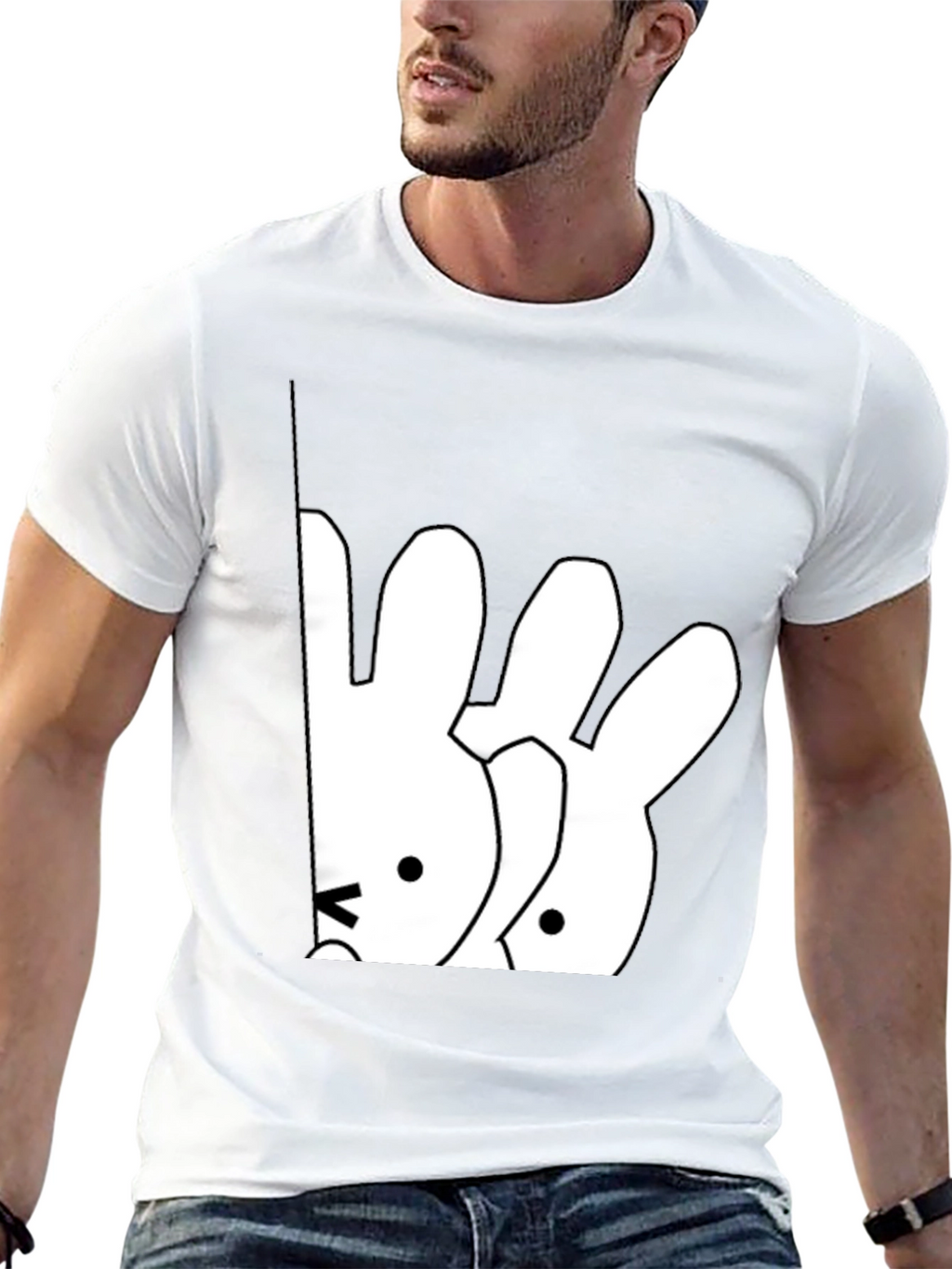 Cute Cartoon Bunny Graphic T-Shirt