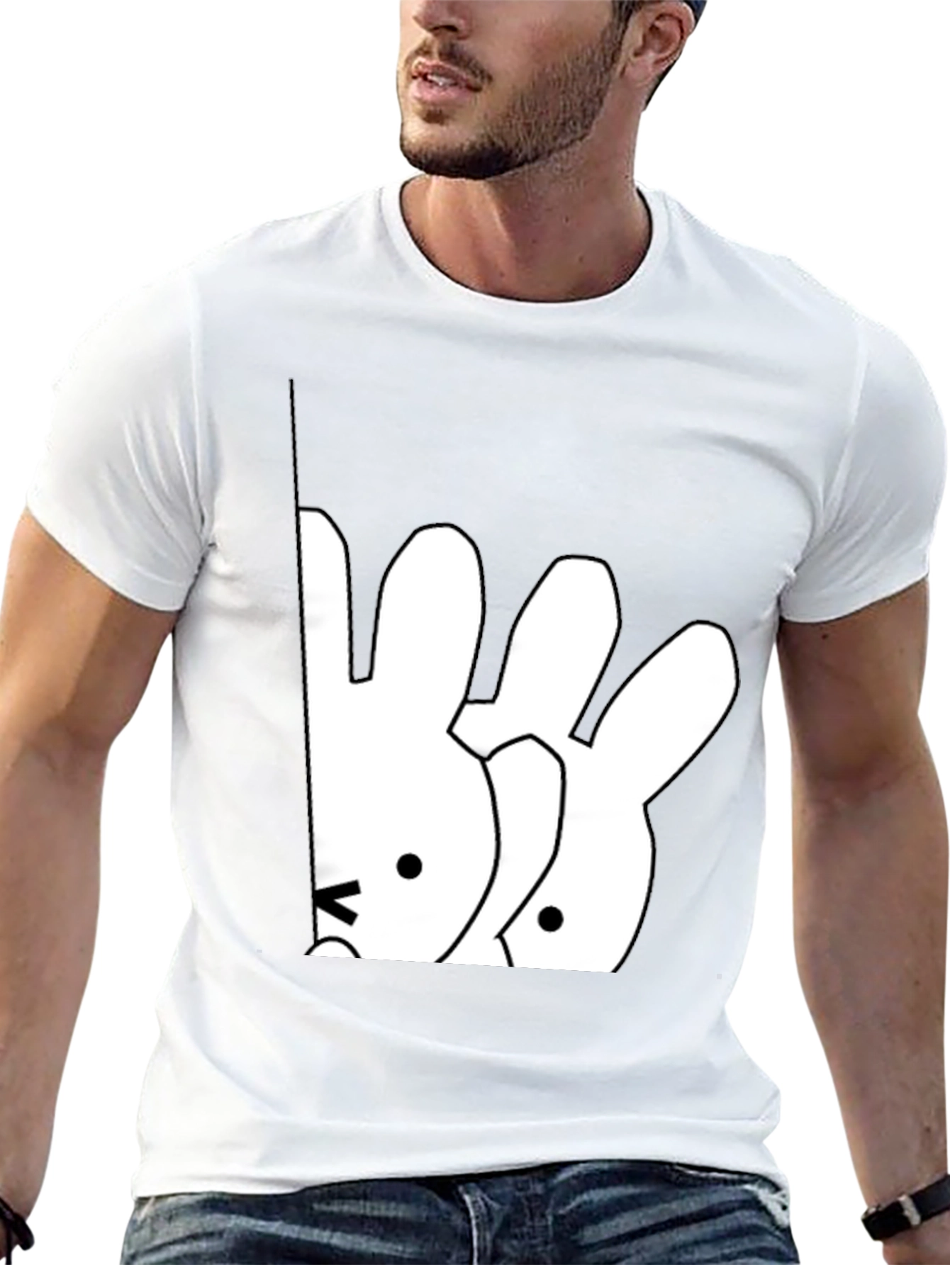 Cute Cartoon Bunny Graphic T-Shirt