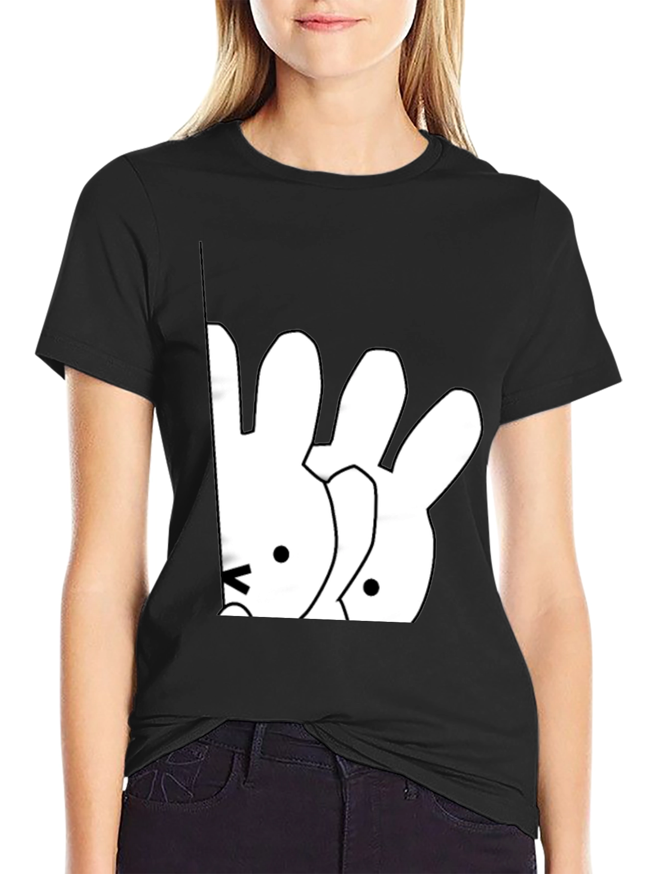 Cute Cartoon Bunny Graphic T-Shirt