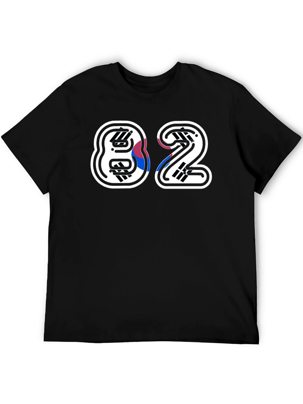 Stylish 82 Graphic Print Black T-Shirt