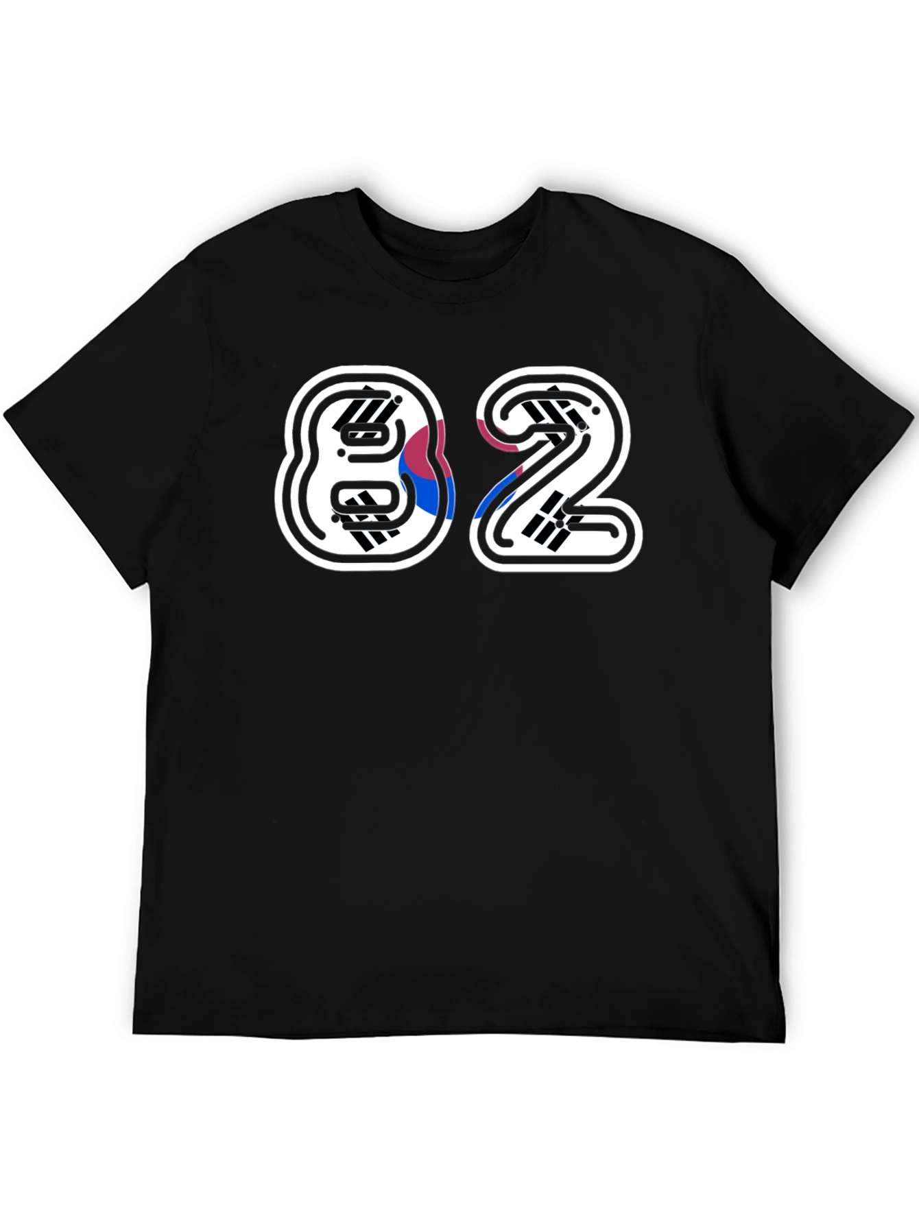 Stylish 82 Graphic Print Black T-Shirt