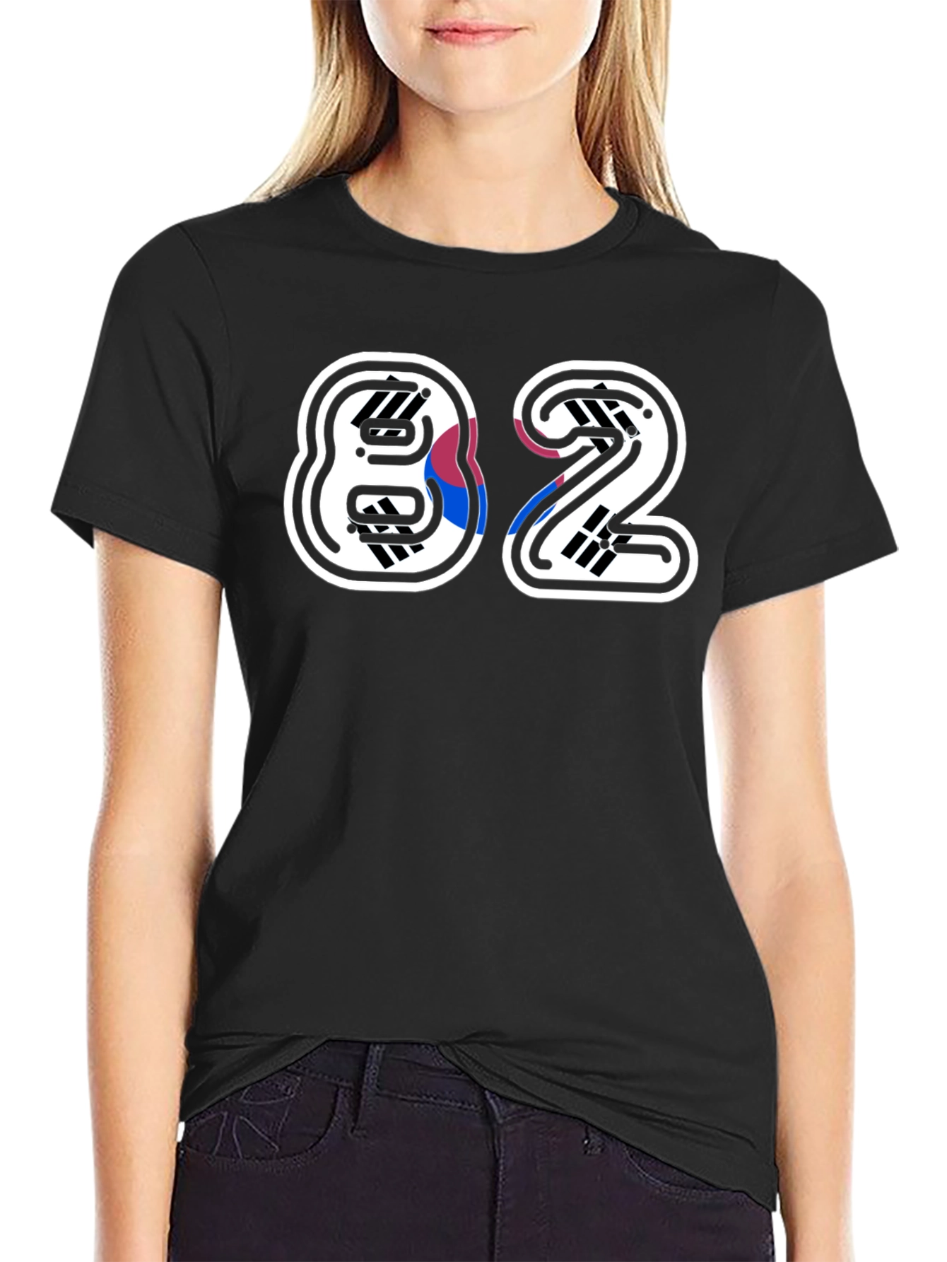 Stylish 82 Graphic Print Black T-Shirt