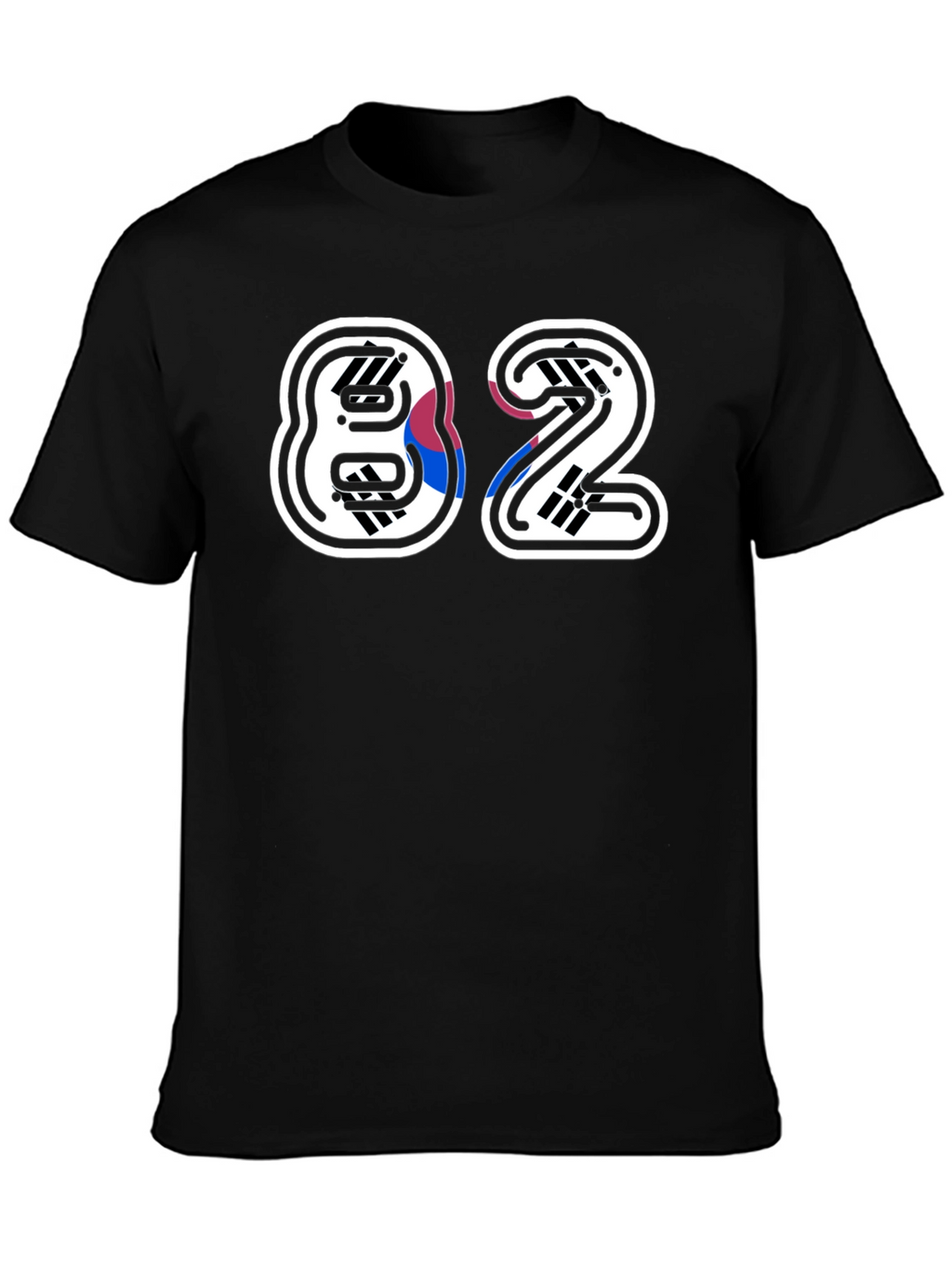Stylish 82 Graphic Print Black T-Shirt