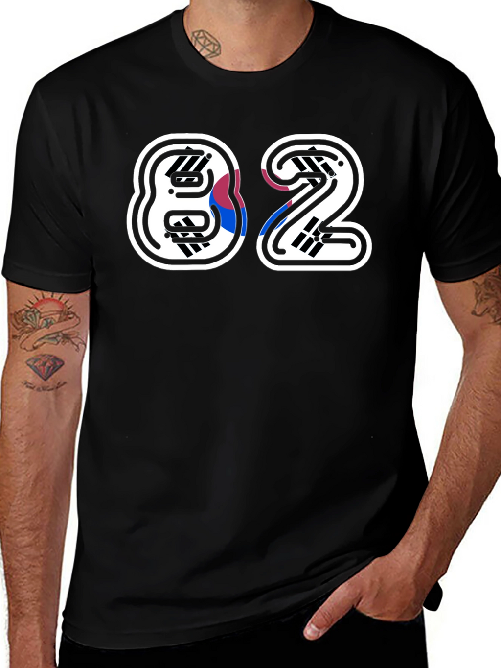 Stylish 82 Graphic Print Black T-Shirt