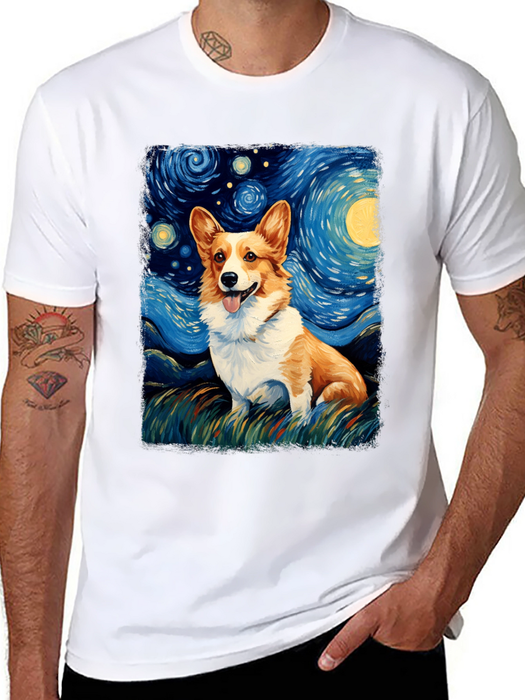 Starry Night Corgi T-Shirt