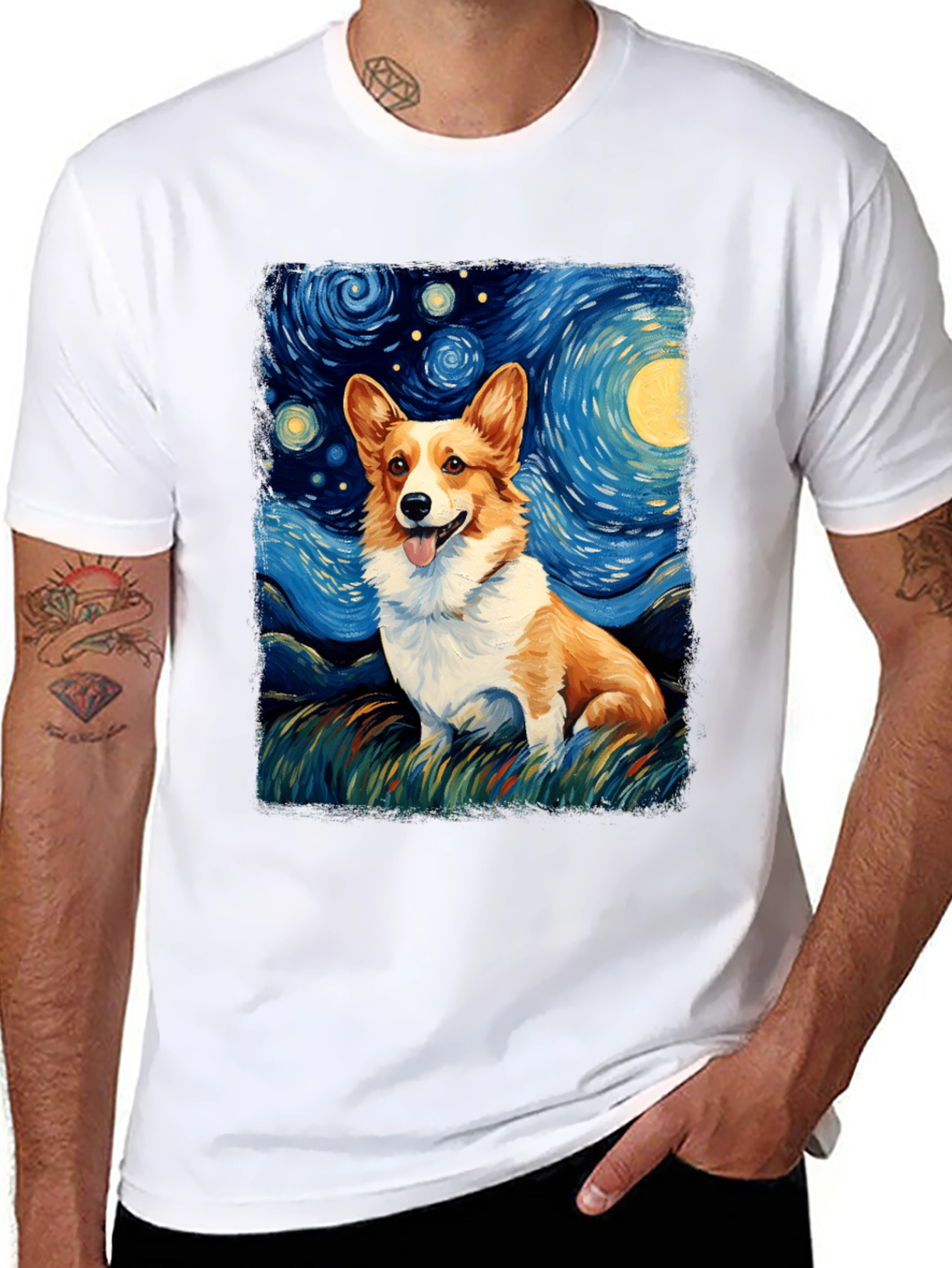 Starry Night Corgi T-Shirt