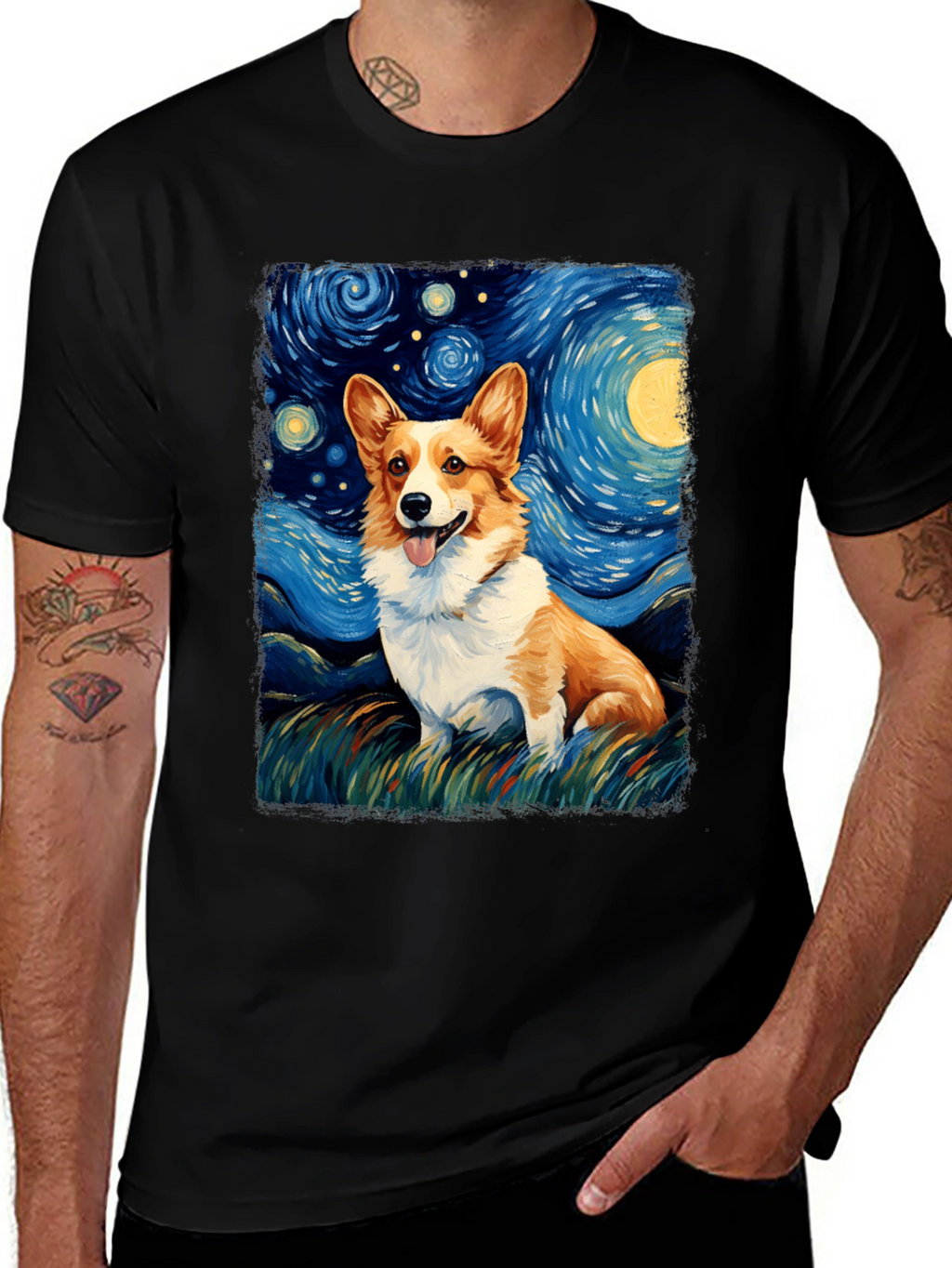 Starry Night Corgi T-Shirt
