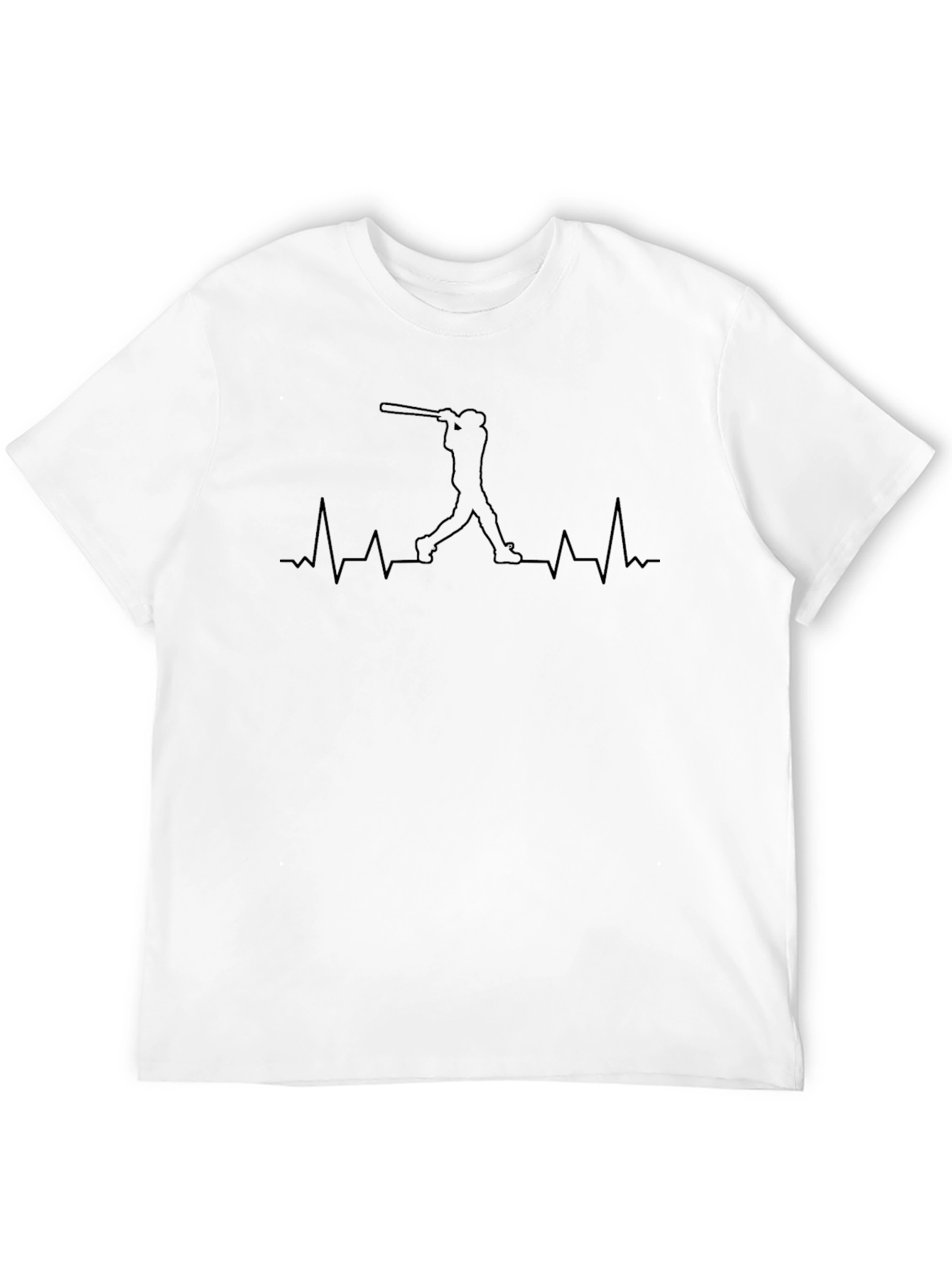 Baseball Heartbeat Graphic Tee - Black