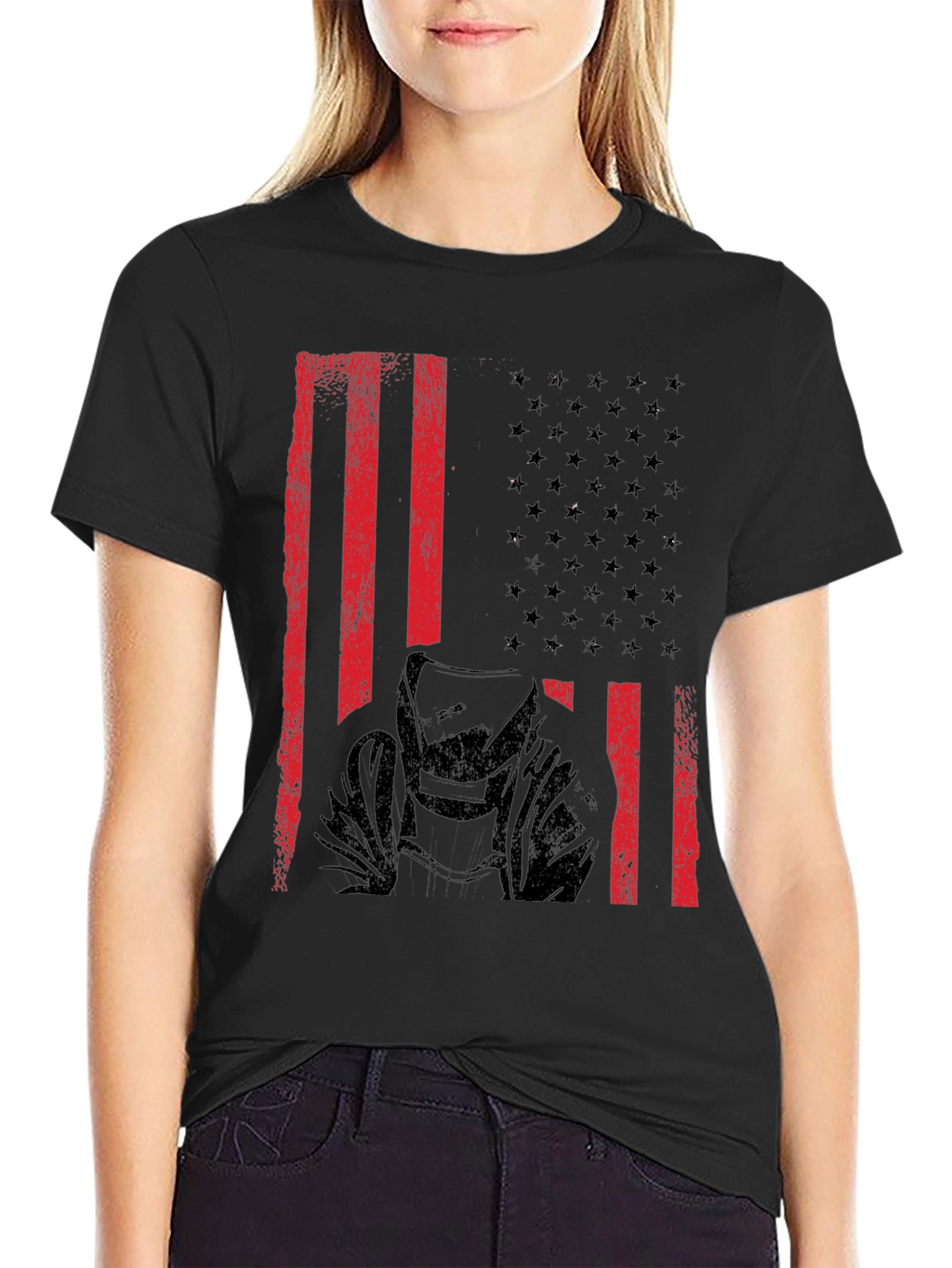 Welder American Flag Black T-Shirt