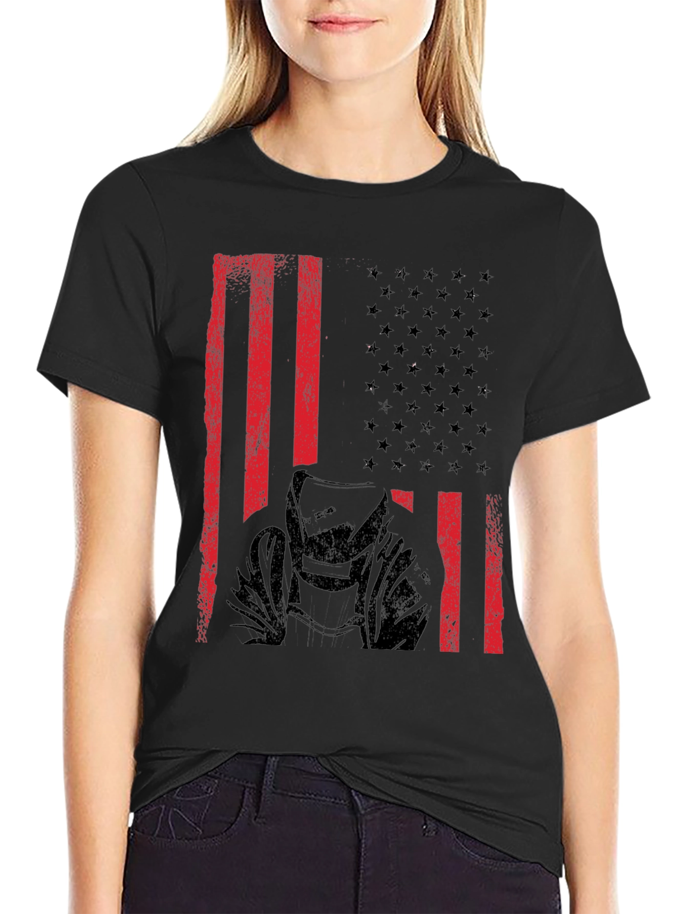 Welder American Flag Black T-Shirt