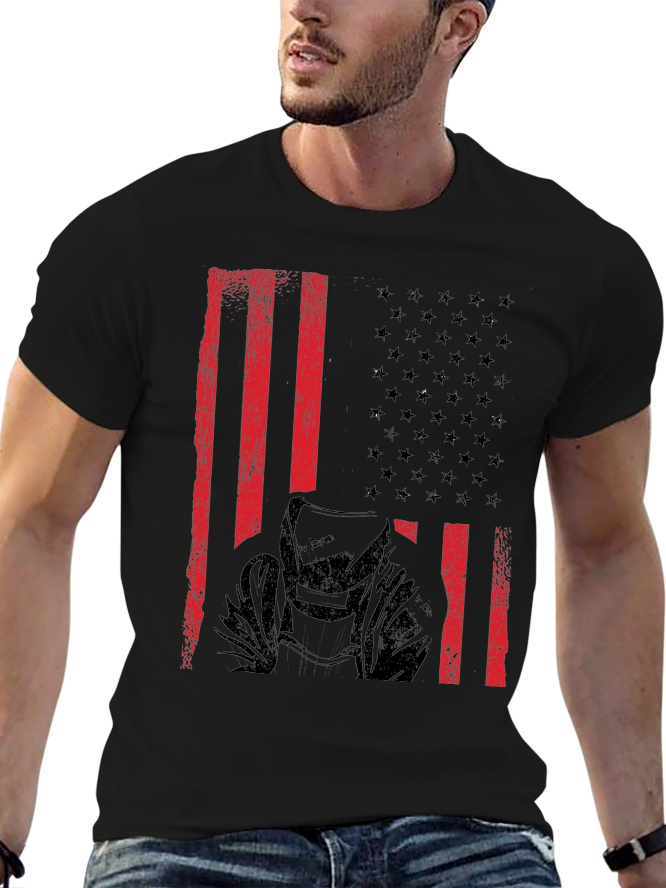 Welder American Flag Black T-Shirt
