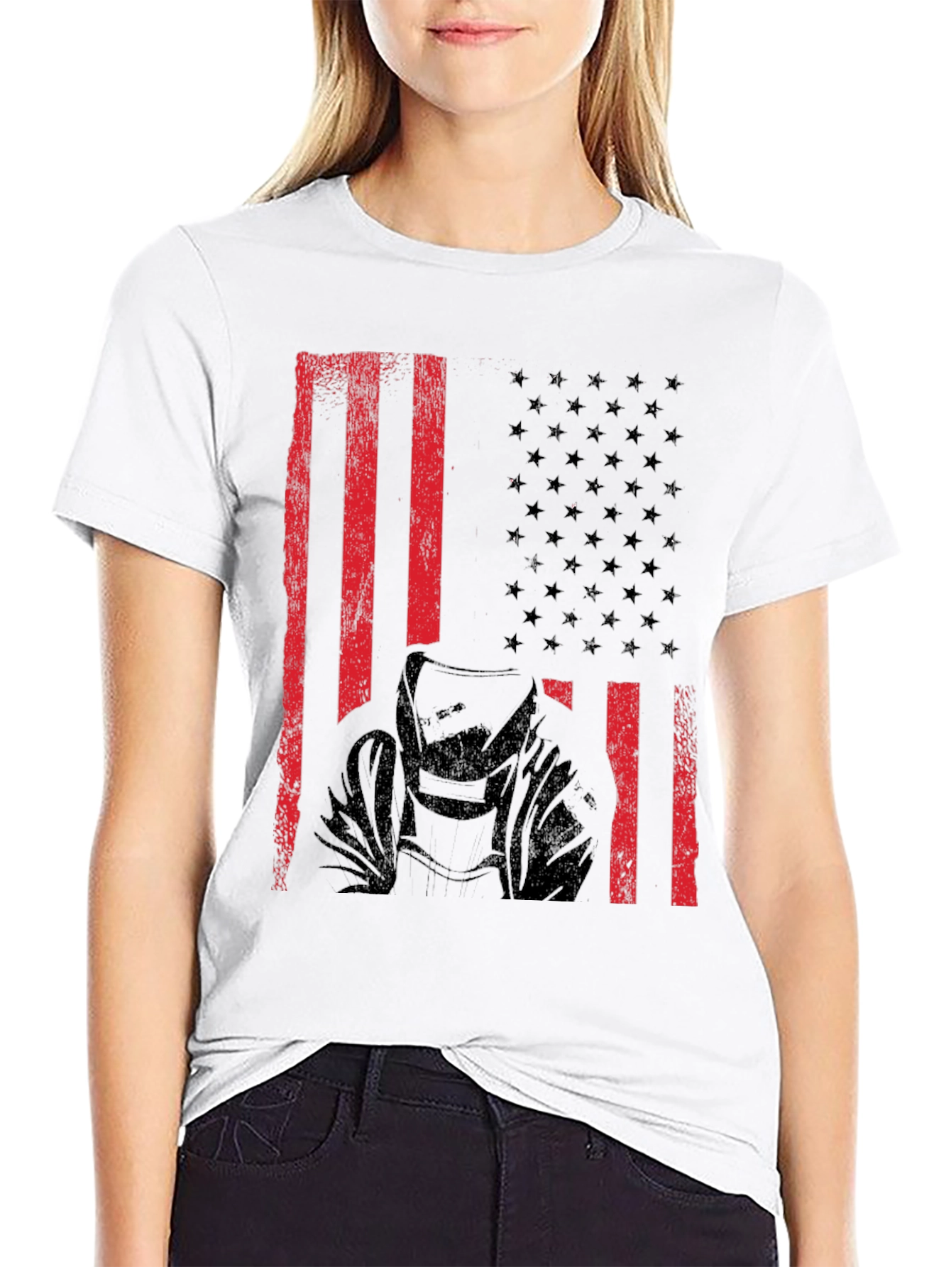 Welder American Flag Black T-Shirt