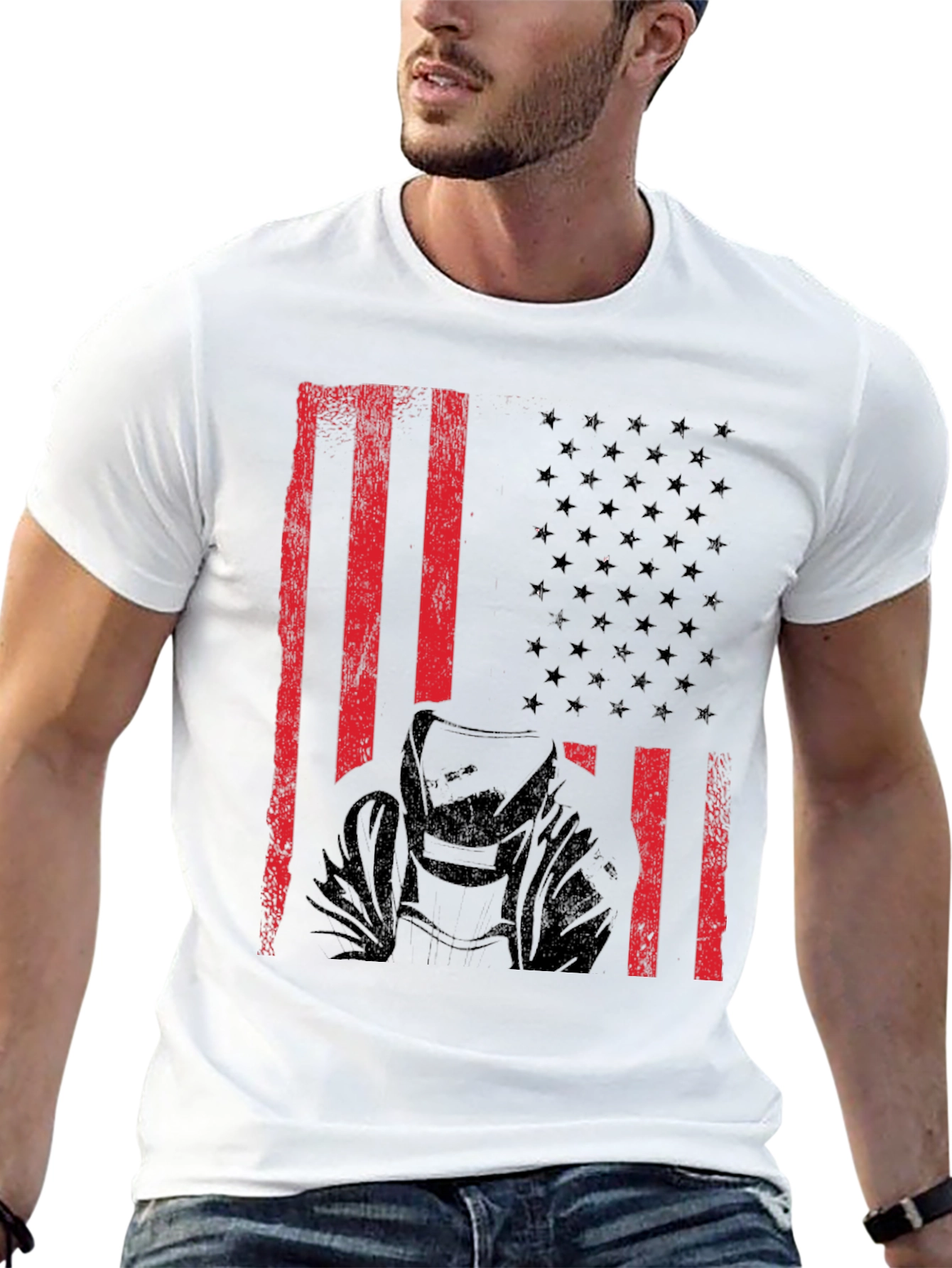 Welder American Flag Black T-Shirt