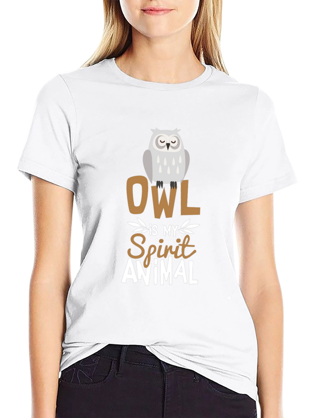 Owl Spirit Animal Graphic Tee - Black Cotton T-Shirt