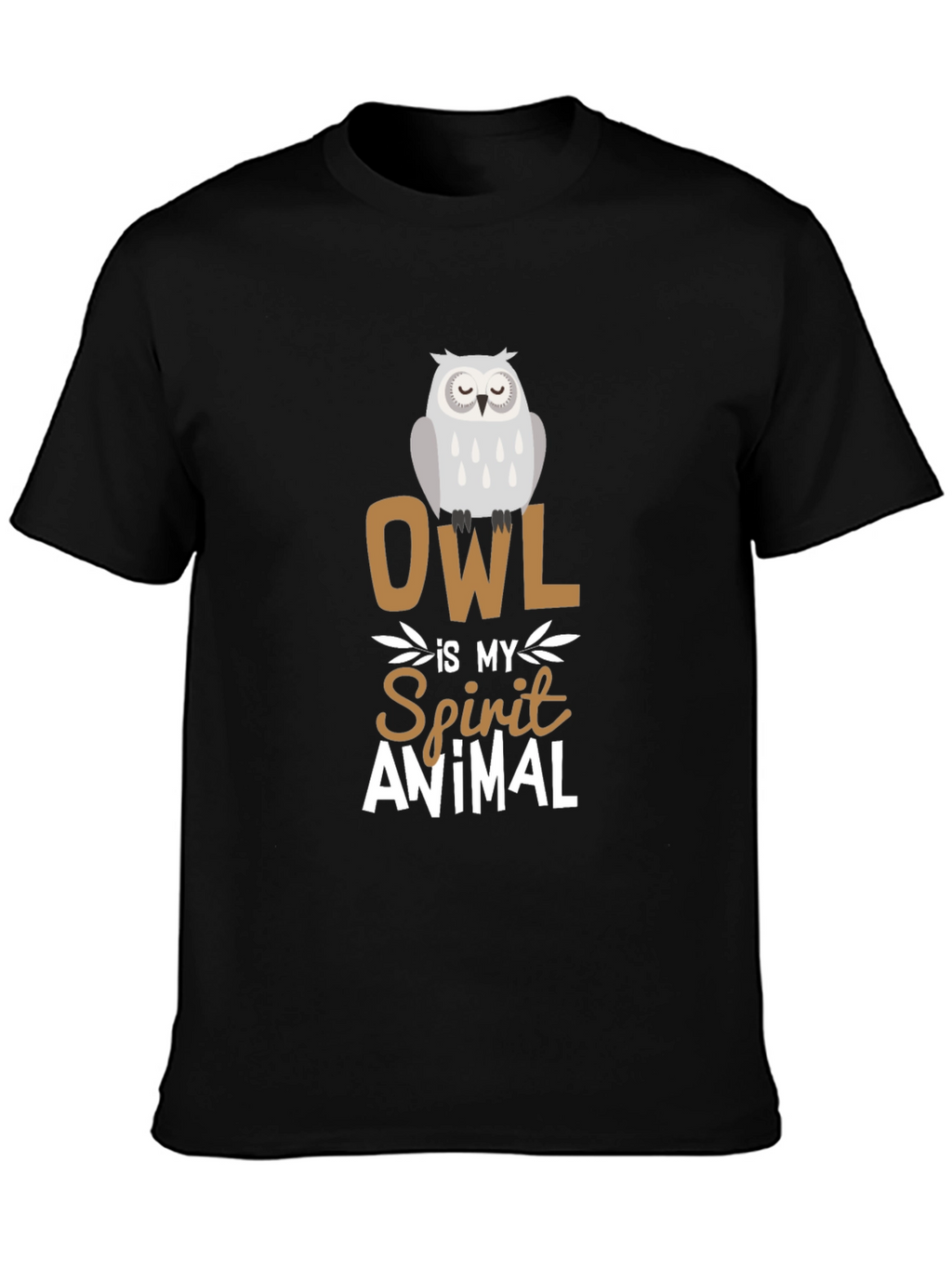 Owl Spirit Animal Graphic Tee - Black Cotton T-Shirt