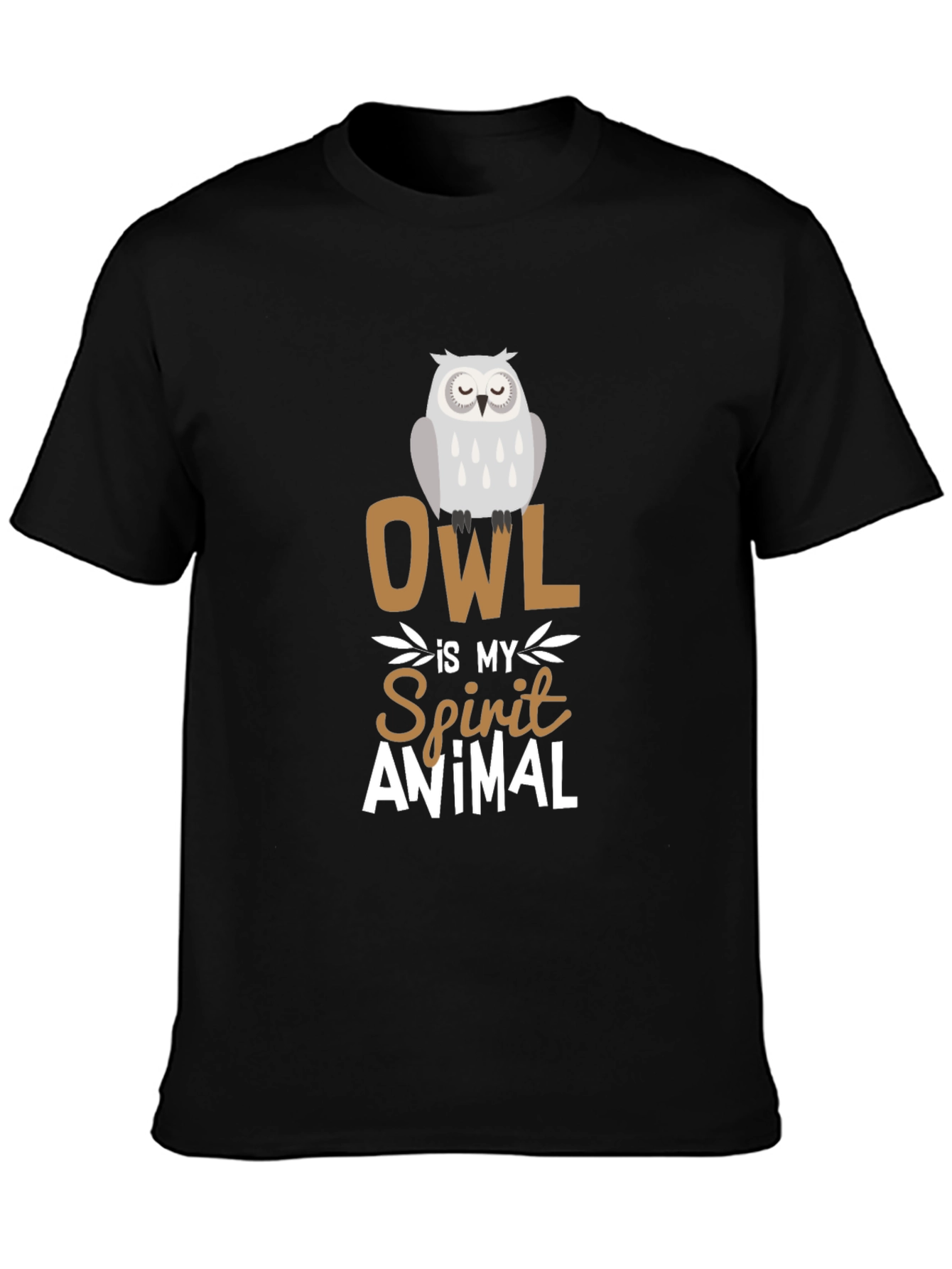 Owl Spirit Animal Graphic Tee - Black Cotton T-Shirt