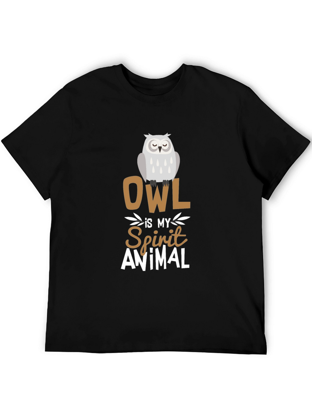 Owl Spirit Animal Graphic Tee - Black Cotton T-Shirt