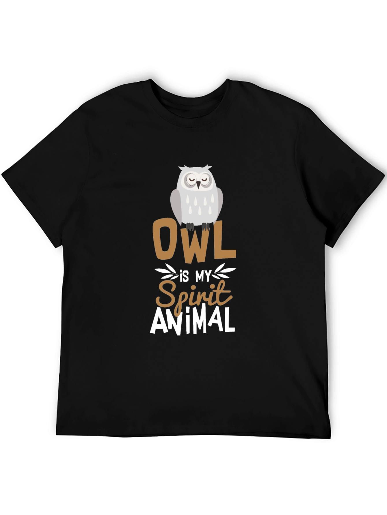 Owl Spirit Animal Graphic Tee - Black Cotton T-Shirt