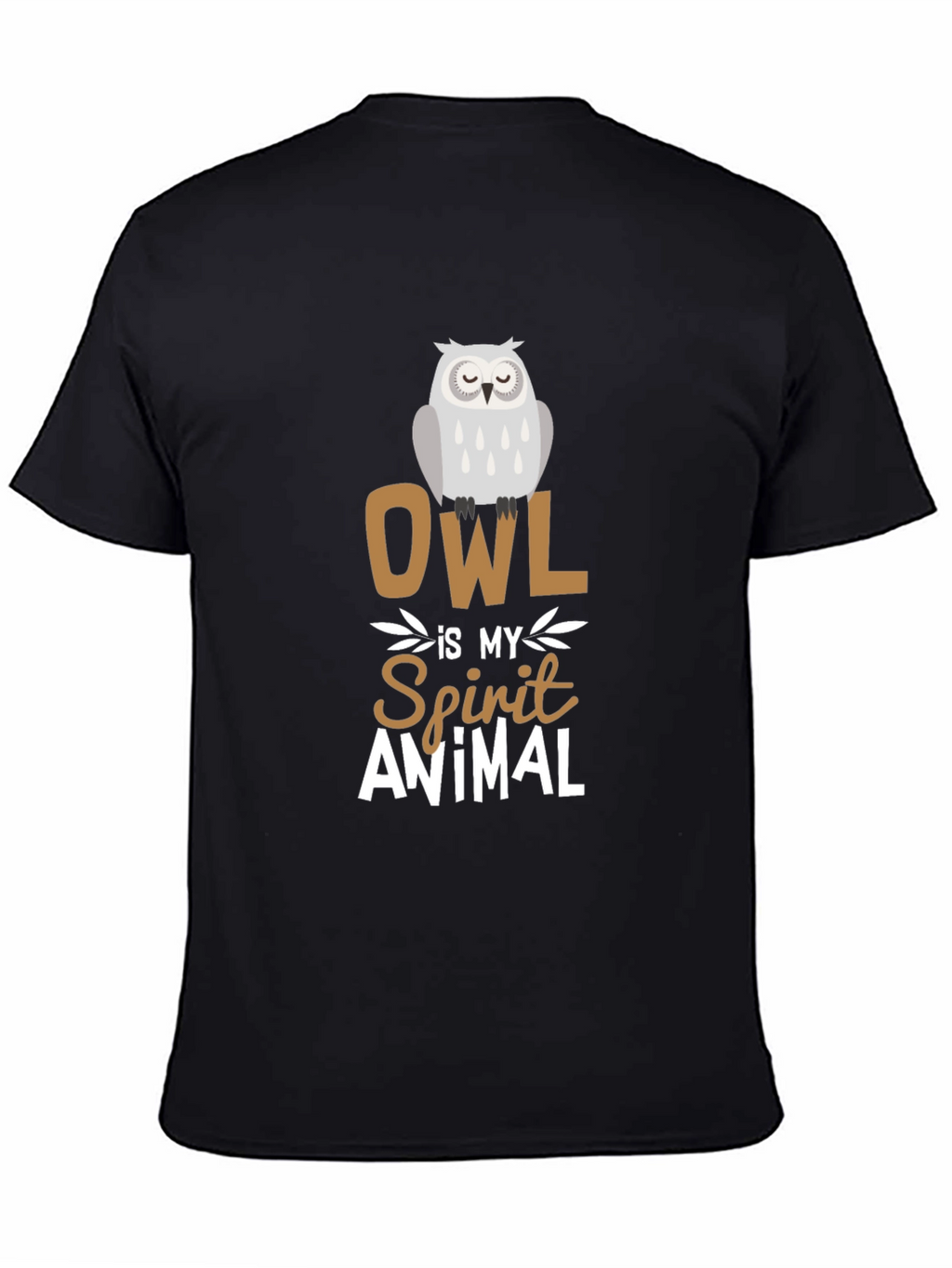Owl Spirit Animal Graphic Tee - Black Cotton T-Shirt