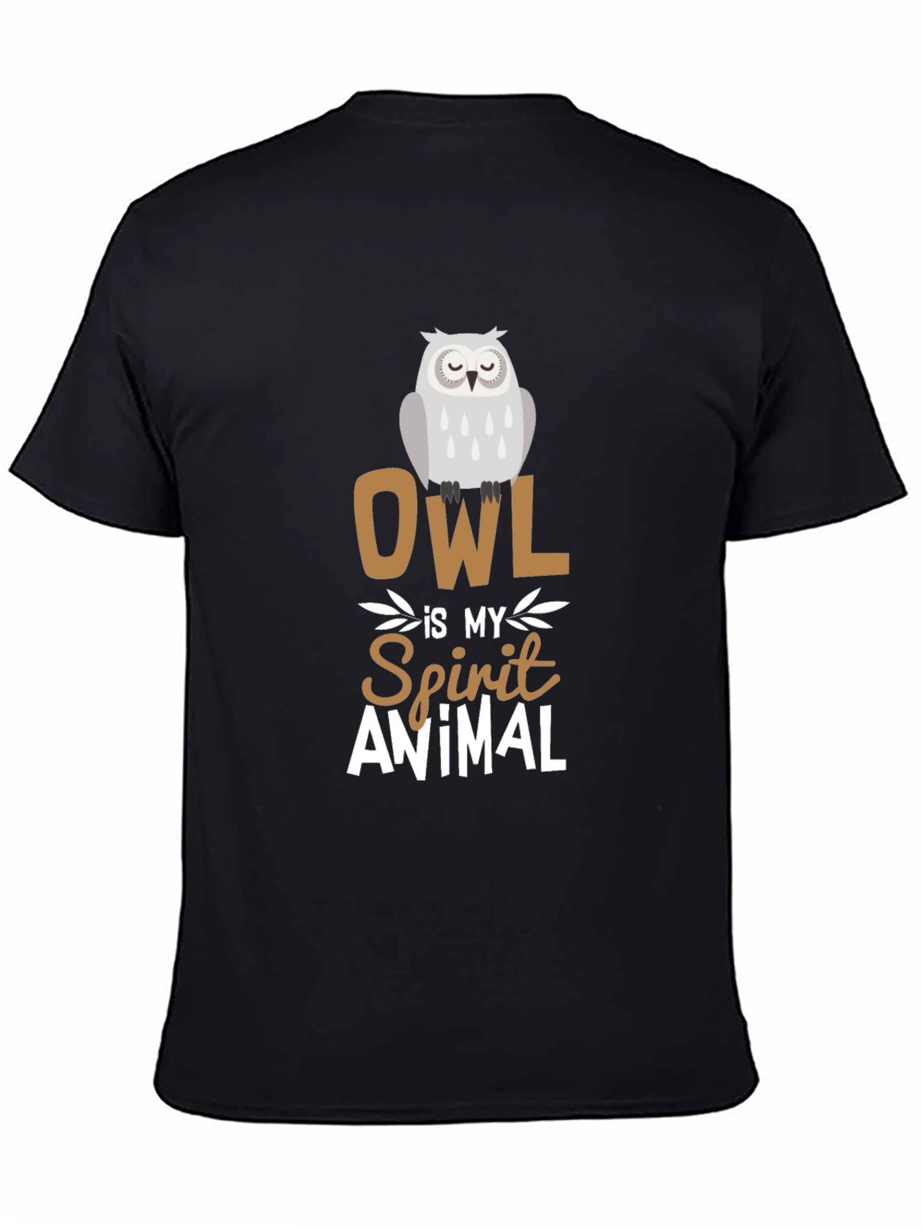 Owl Spirit Animal Graphic Tee - Black Cotton T-Shirt