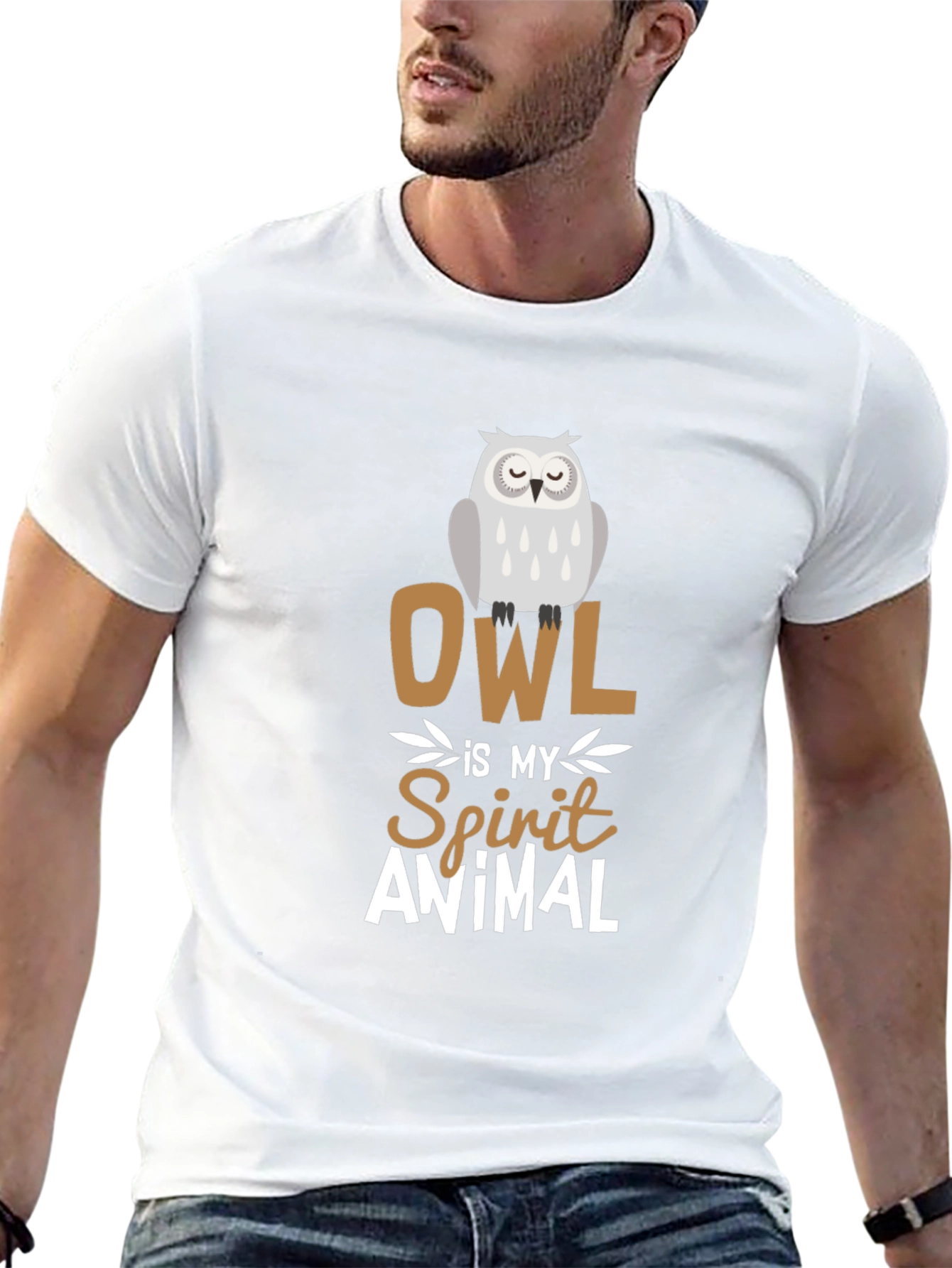 Owl Spirit Animal Graphic Tee - Black Cotton T-Shirt
