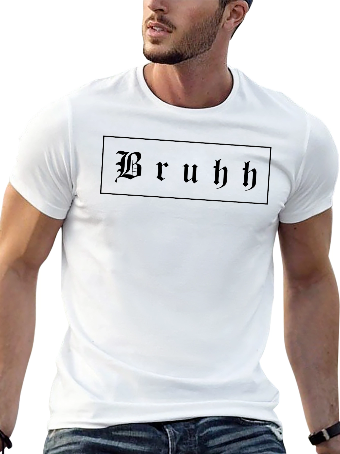 Bruhh Gothic Font Graphic Tee - Black