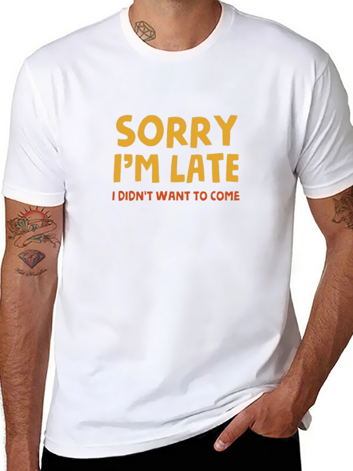Sorry Im Late Graphic Tee - Black Cotton Blend