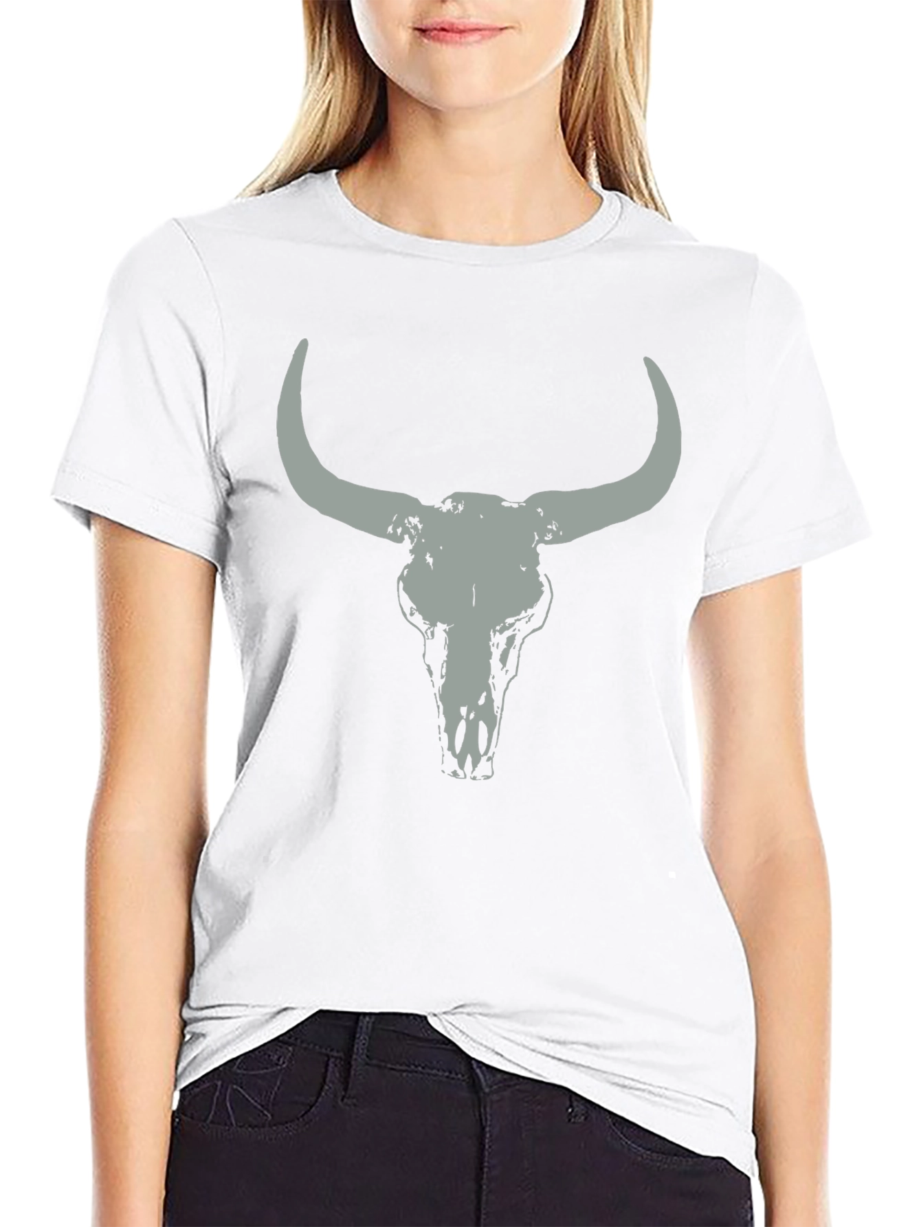 Bull Skull Graphic Tee - Casual Black T-Shirt