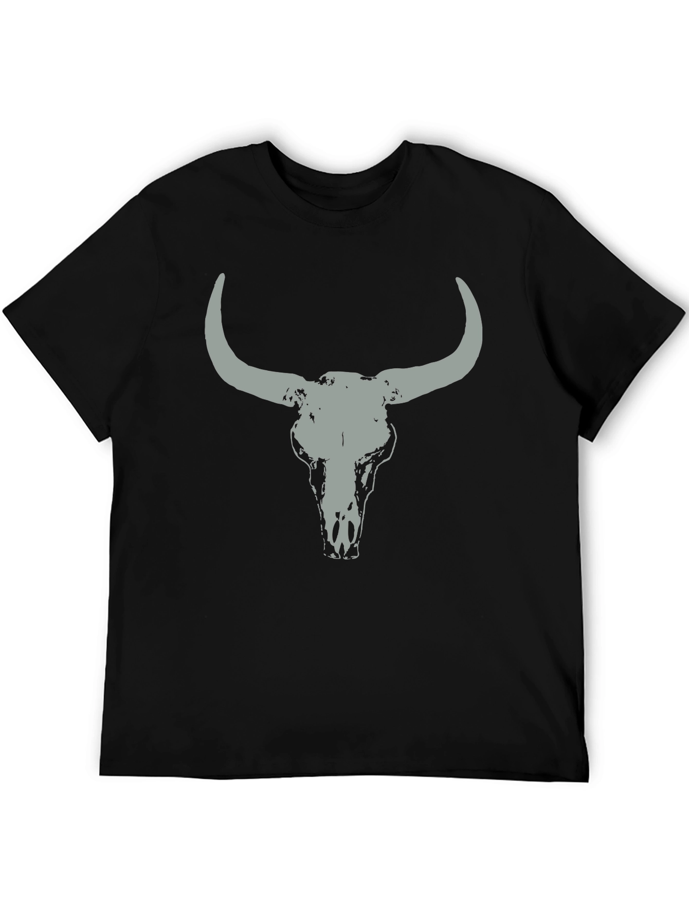 Bull Skull Graphic Tee - Casual Black T-Shirt