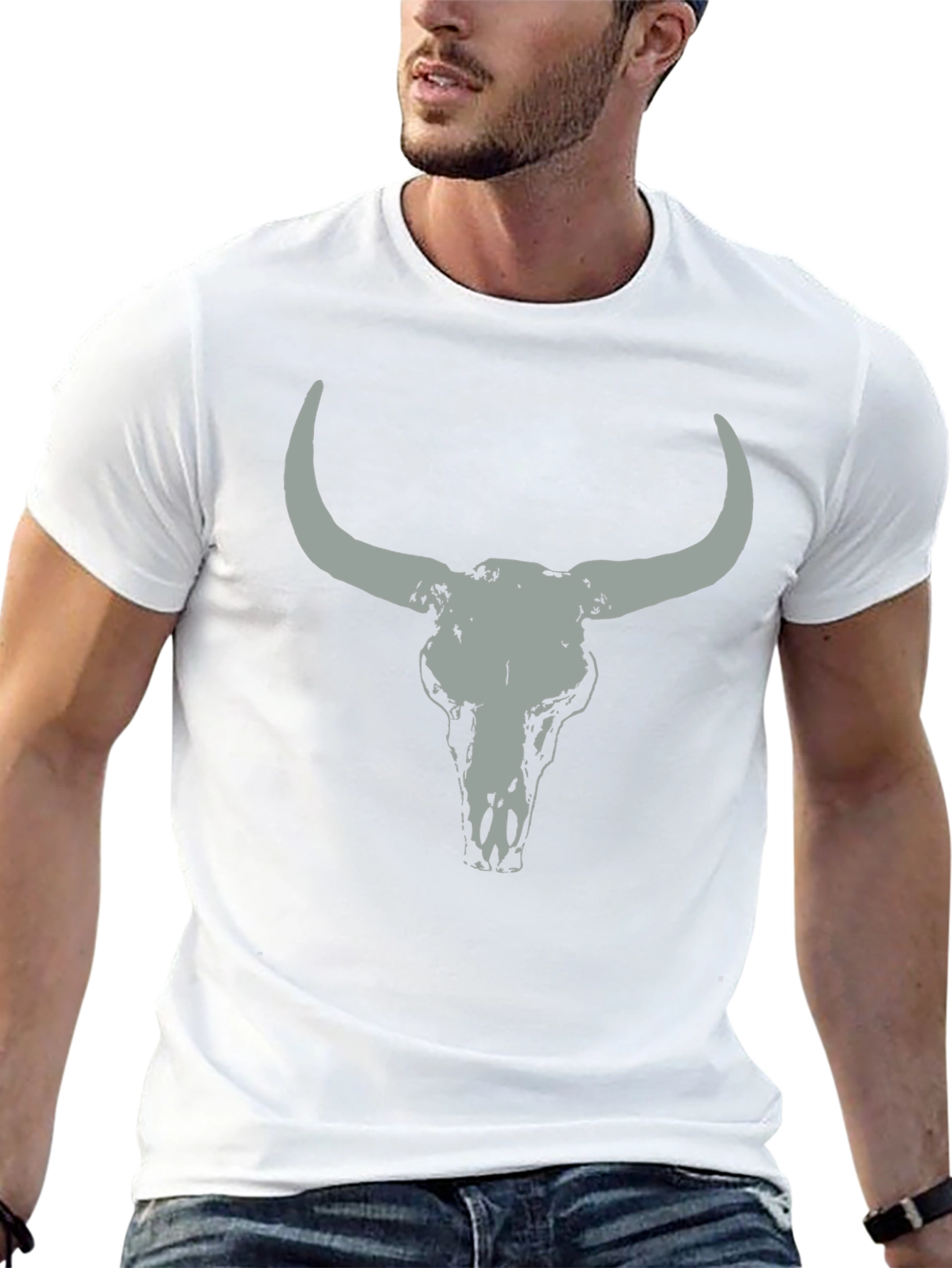Bull Skull Graphic Tee - Casual Black T-Shirt