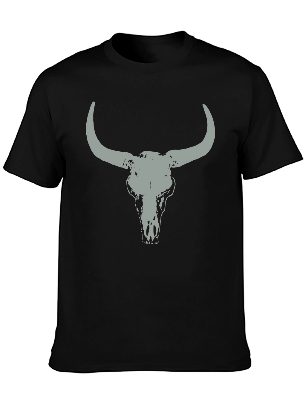 Bull Skull Graphic Tee - Casual Black T-Shirt